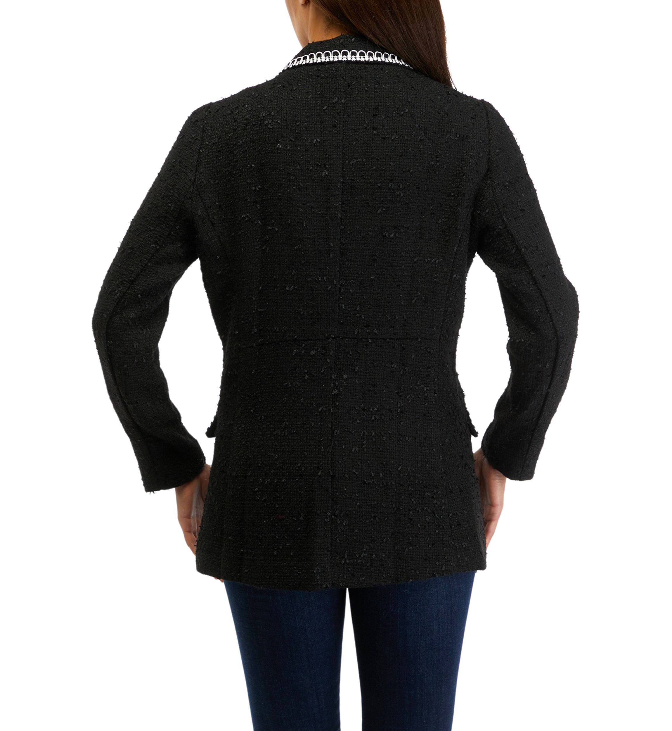 Womens Notch Collar Tweed Blazer