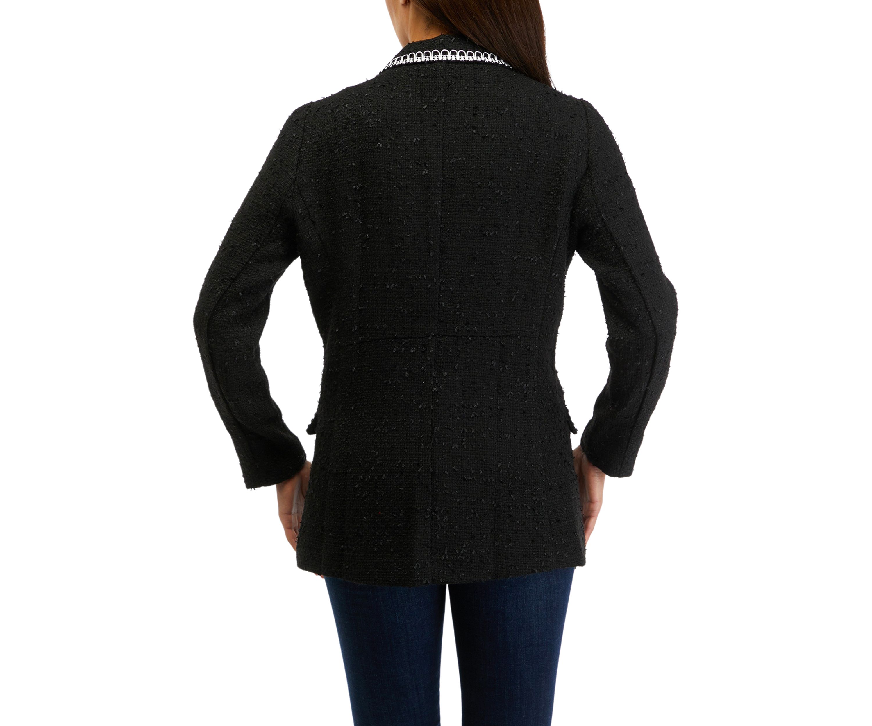 Womens Notch Collar Tweed Blazer