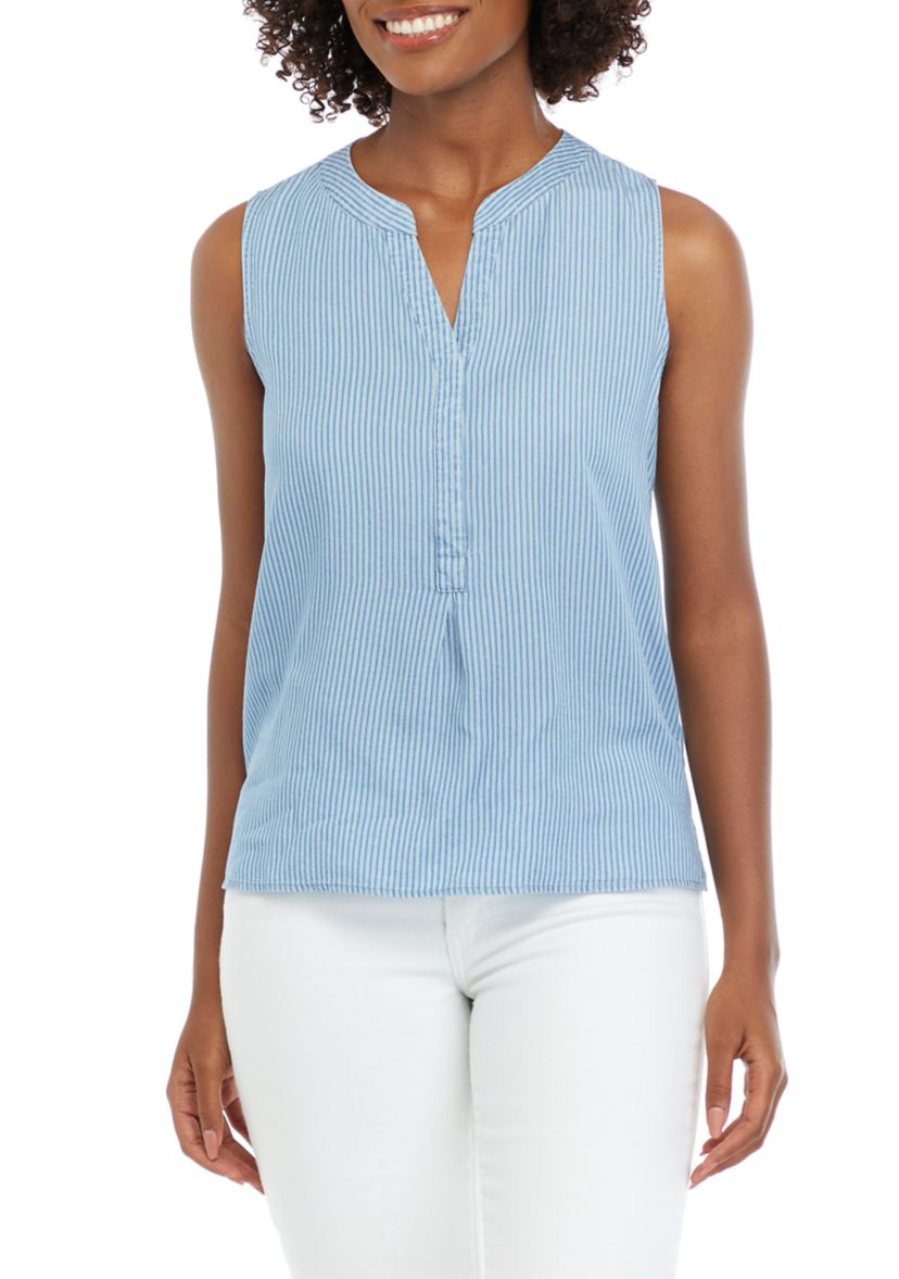 Womens Sleeveless Striped Top