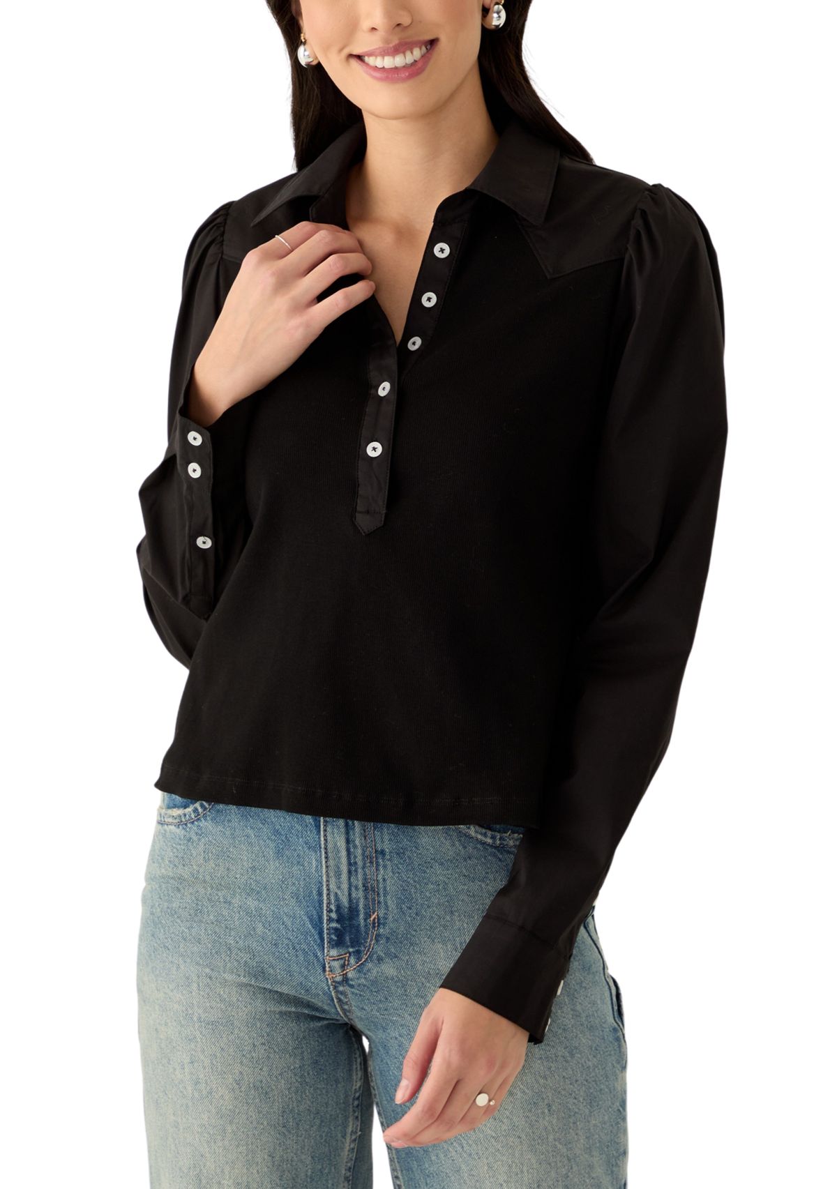 Womens Poplin Long Sleeve Top