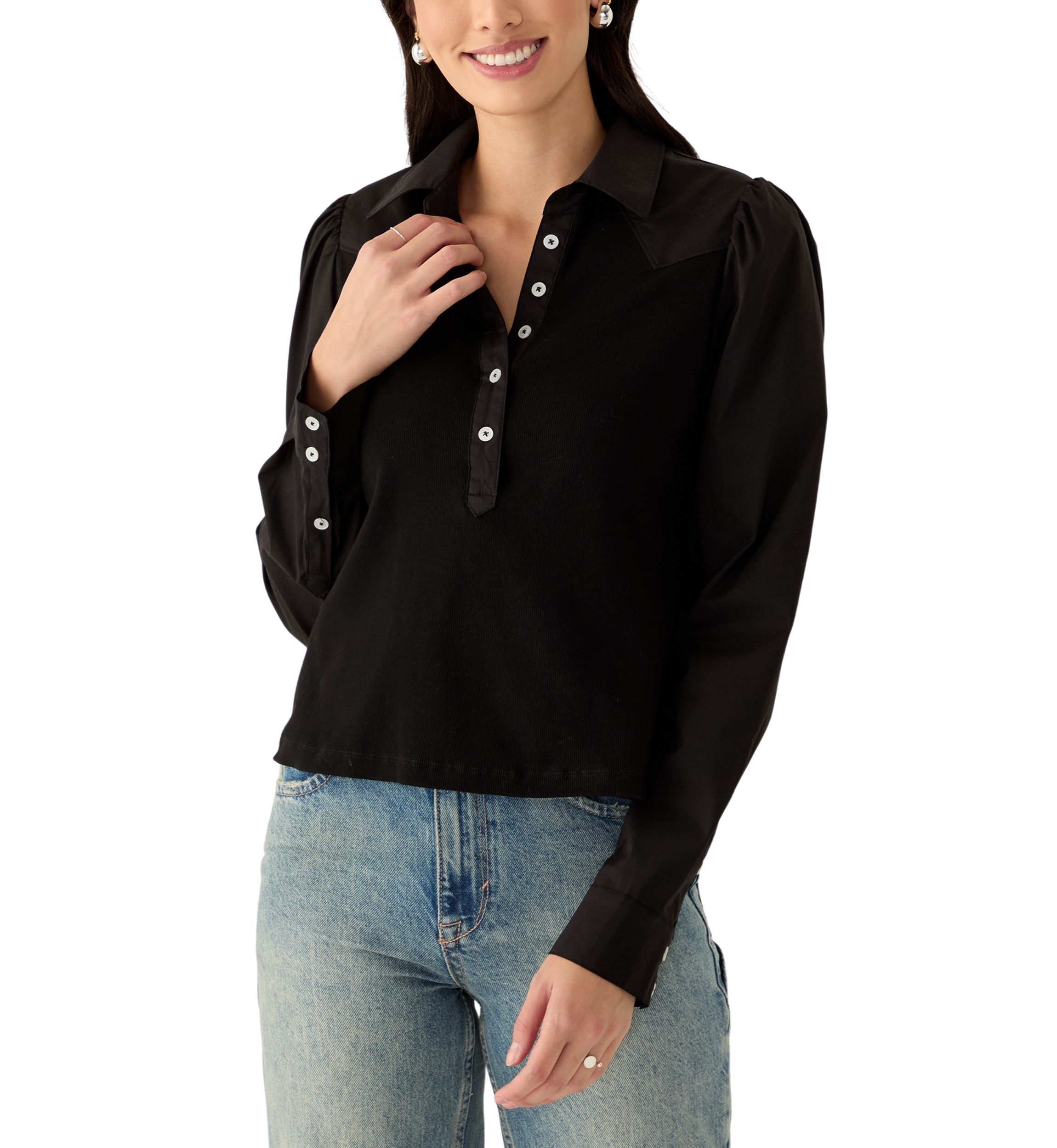 Womens Poplin Long Sleeve Top