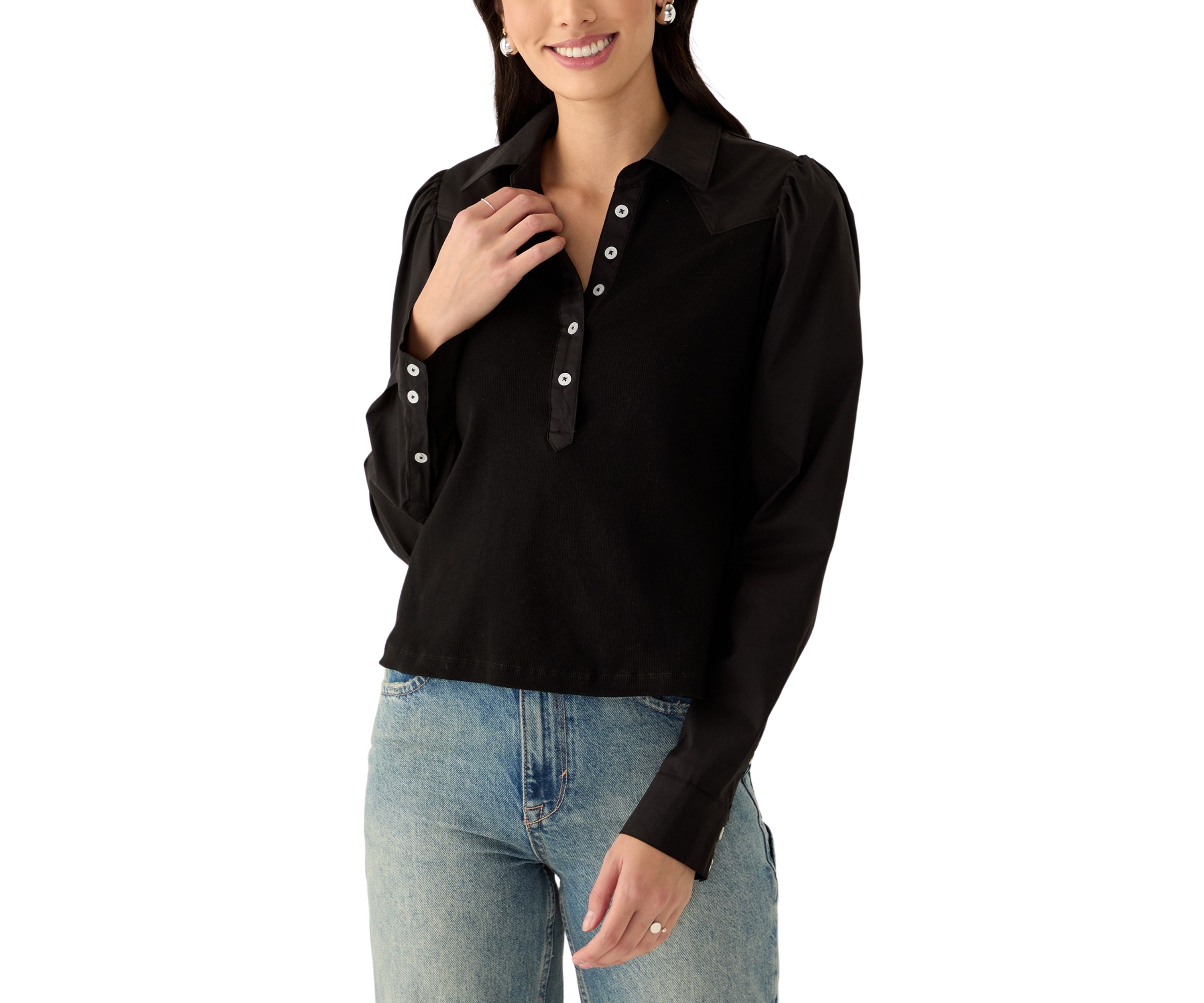 Womens Poplin Long Sleeve Top