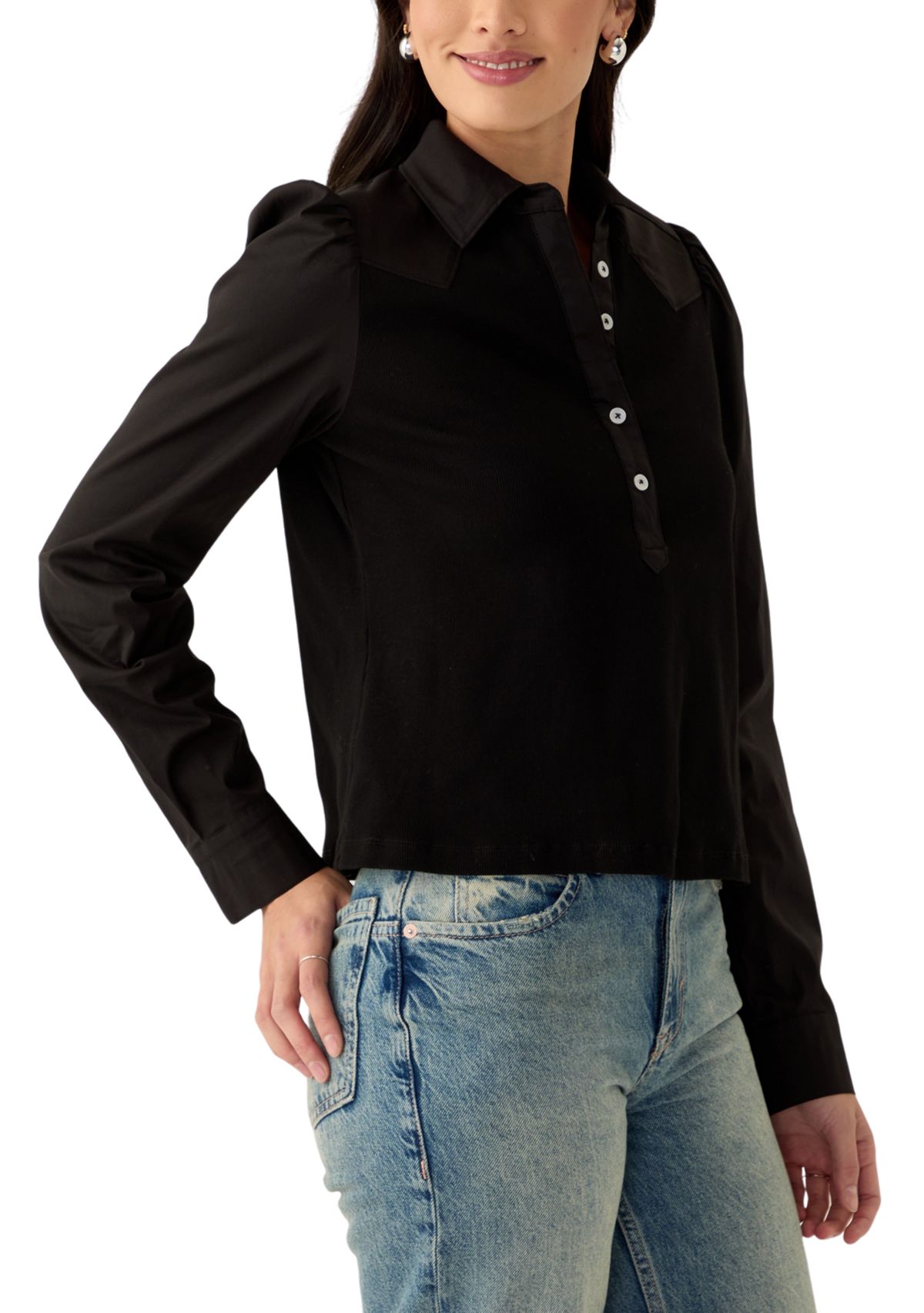 Womens Poplin Long Sleeve Top