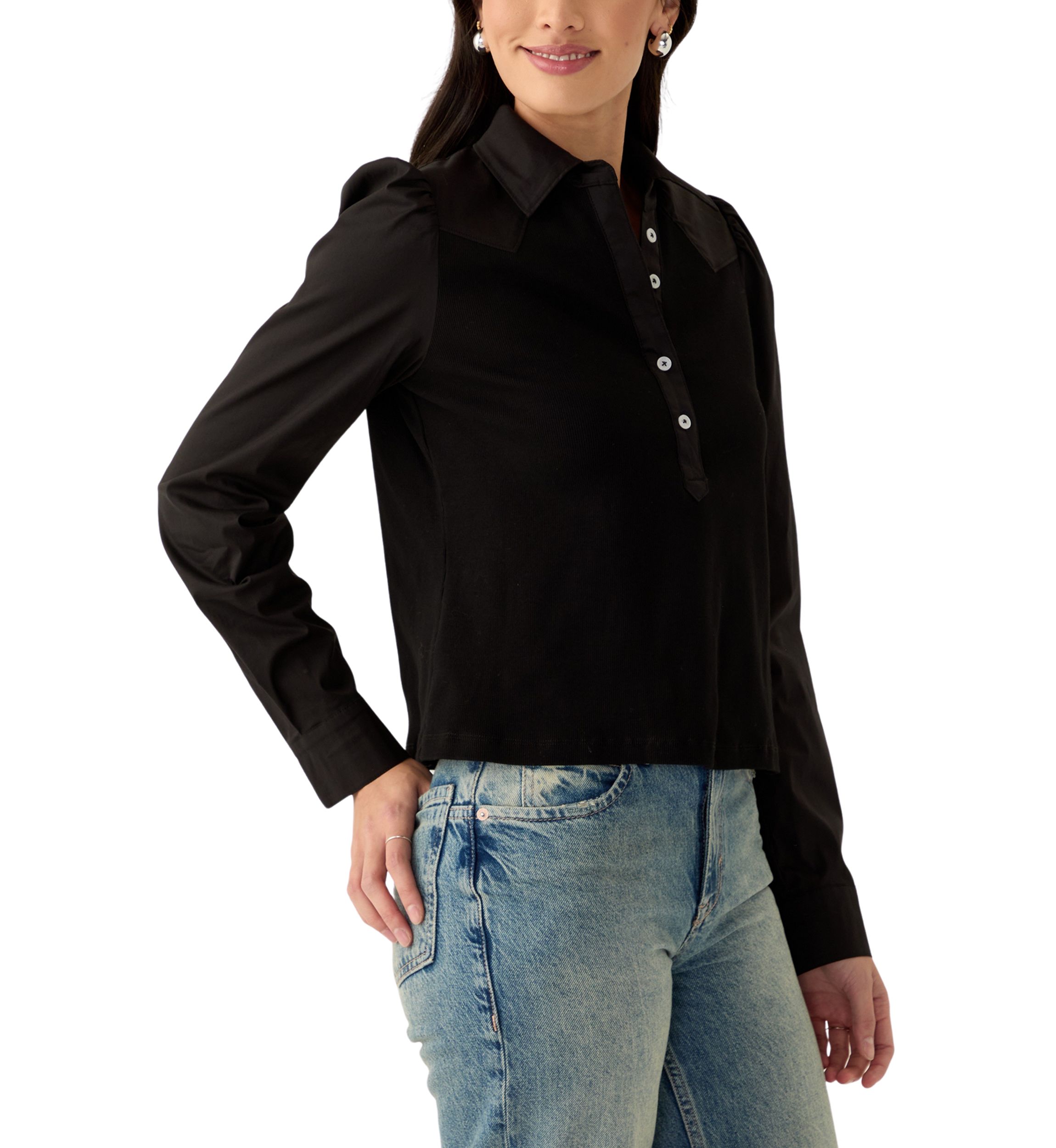 Womens Poplin Long Sleeve Top
