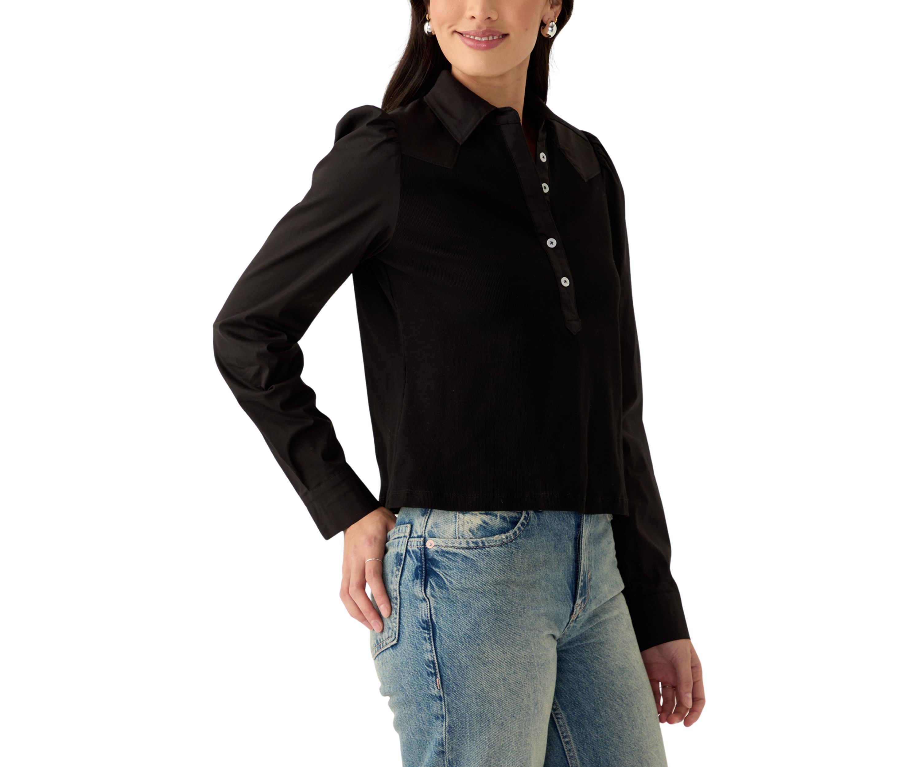 Womens Poplin Long Sleeve Top