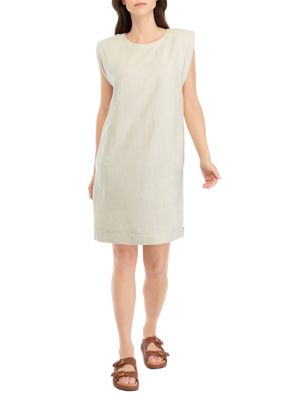 Single Thread Women's Linen Sheath Dress, Small