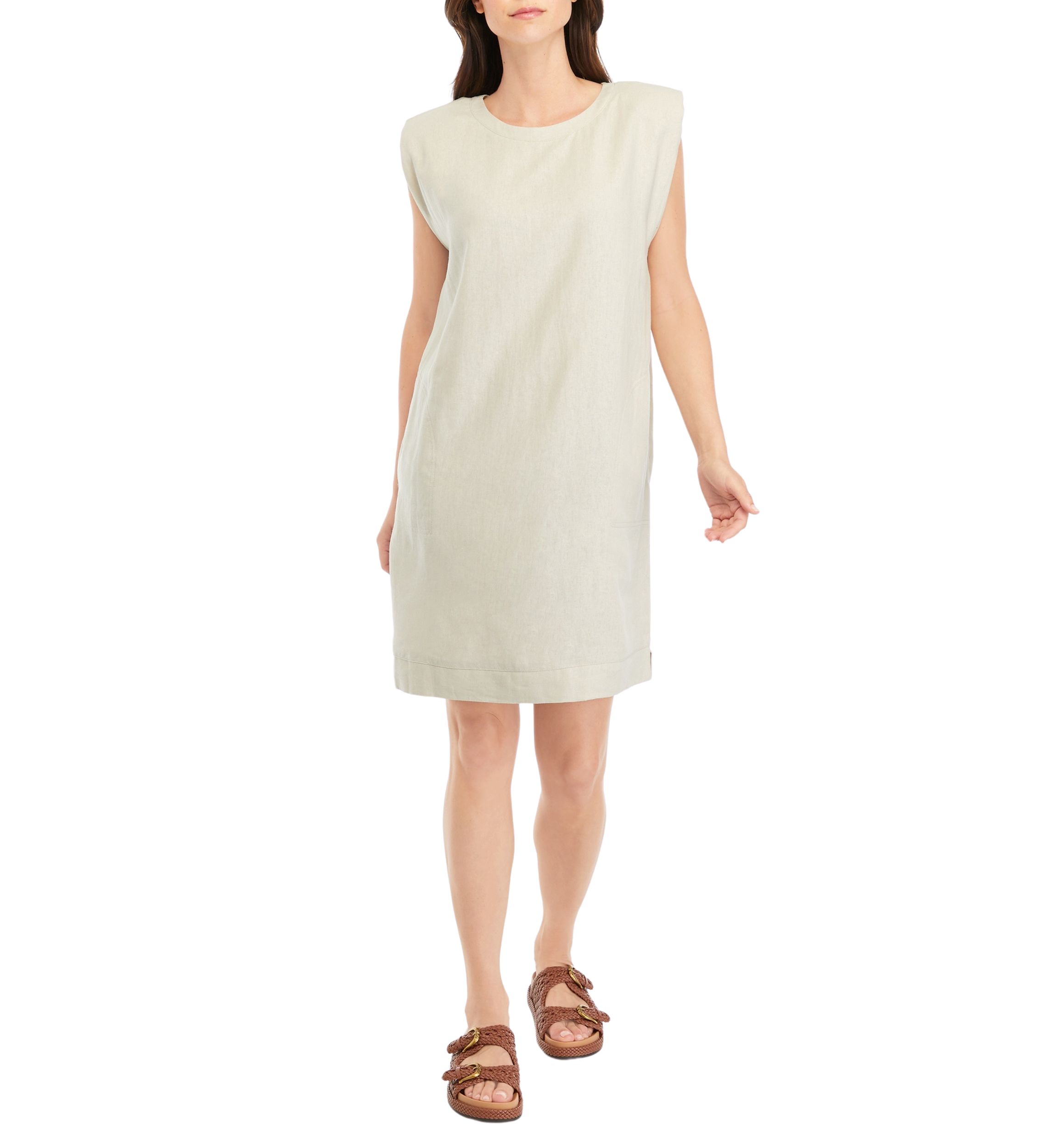 Single Thread Women's Linen Sheath Dress, Small