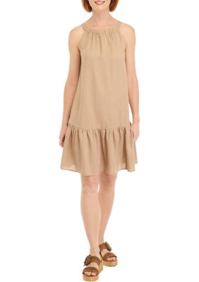 chinese dress ladies Linen Maxi Dress with Pockets