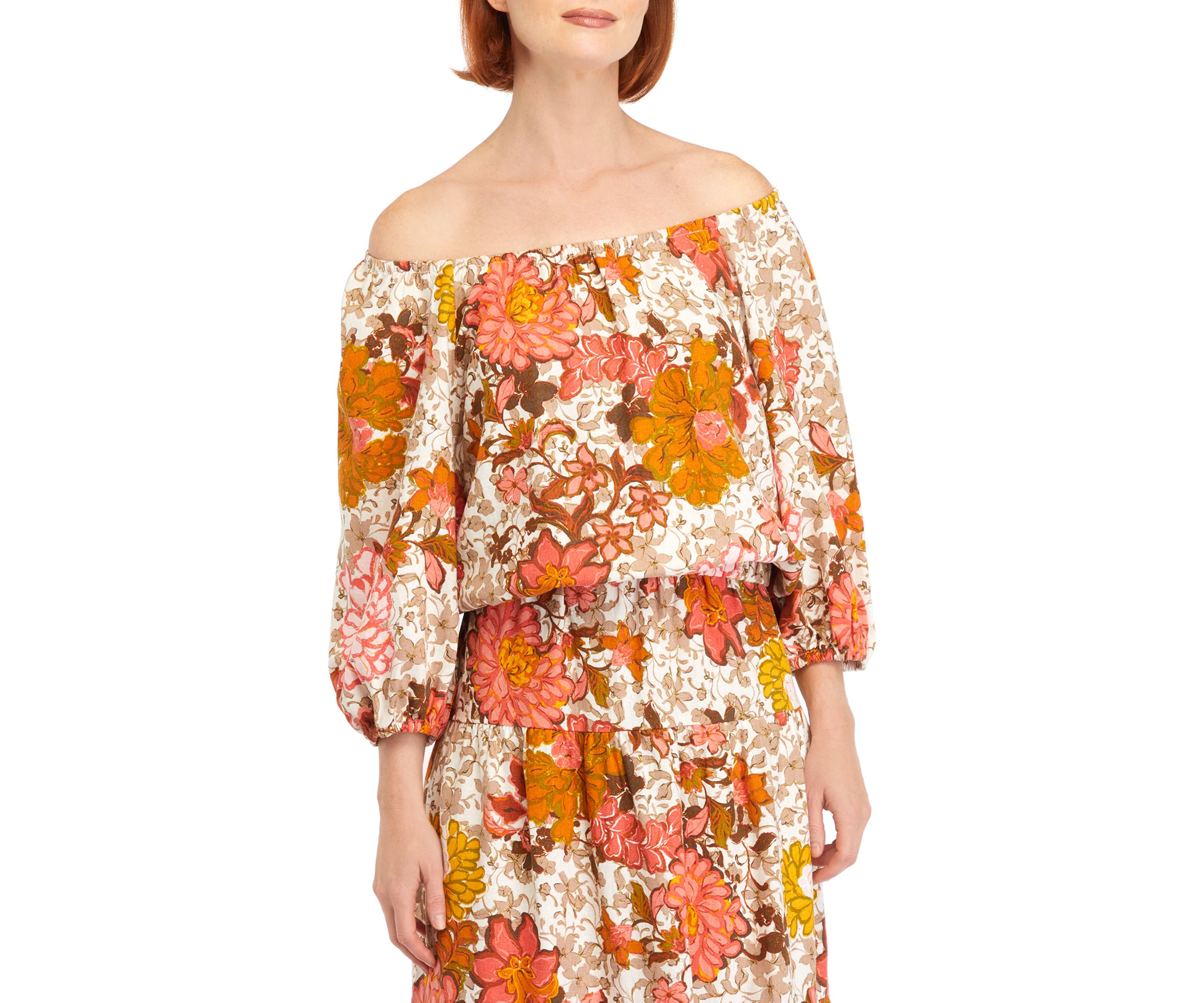Womens Printed Linen Rayon Top