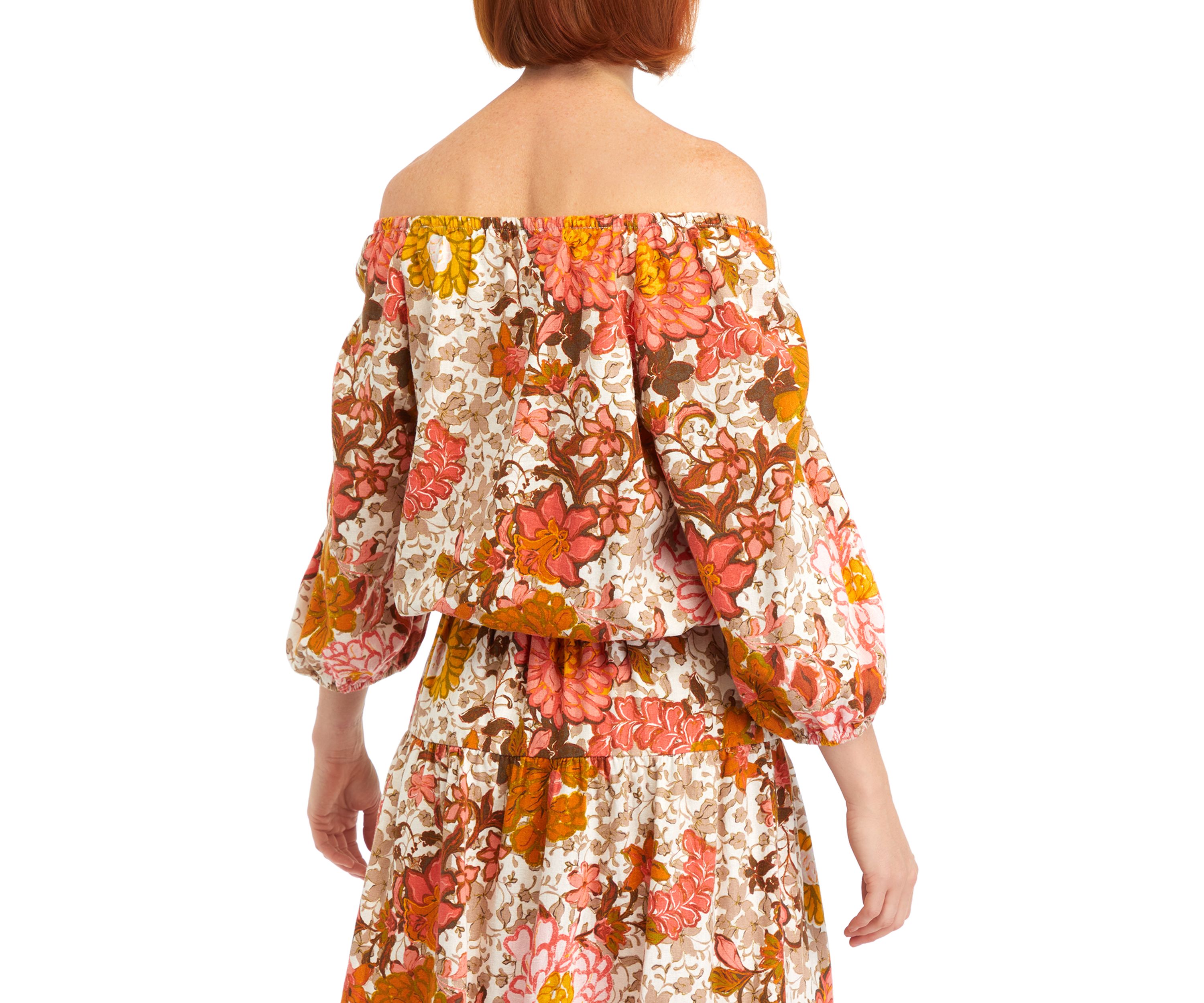 Womens Printed Linen Rayon Top