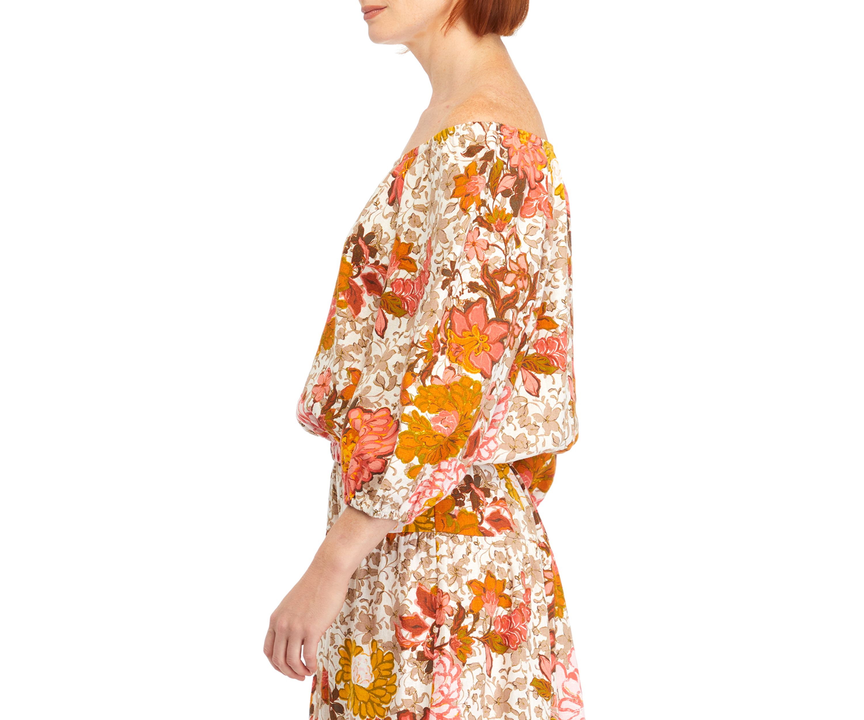Womens Printed Linen Rayon Top