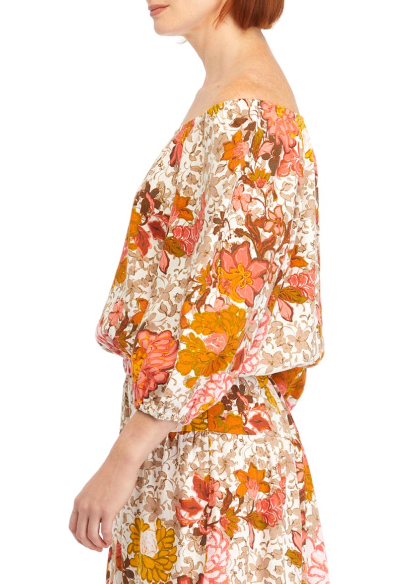 Womens Printed Linen Rayon Top