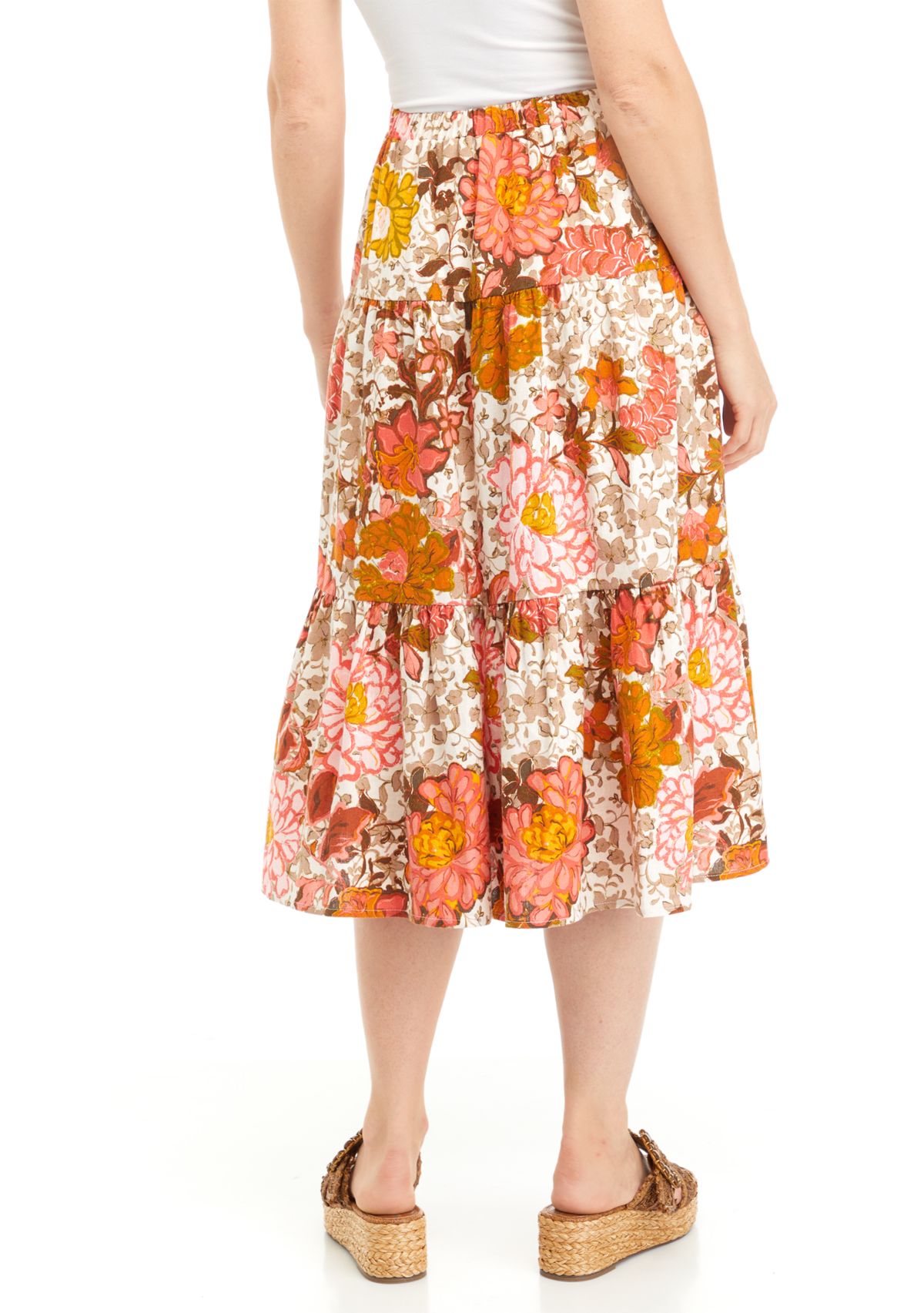 Womens Printed Midi Skirt
