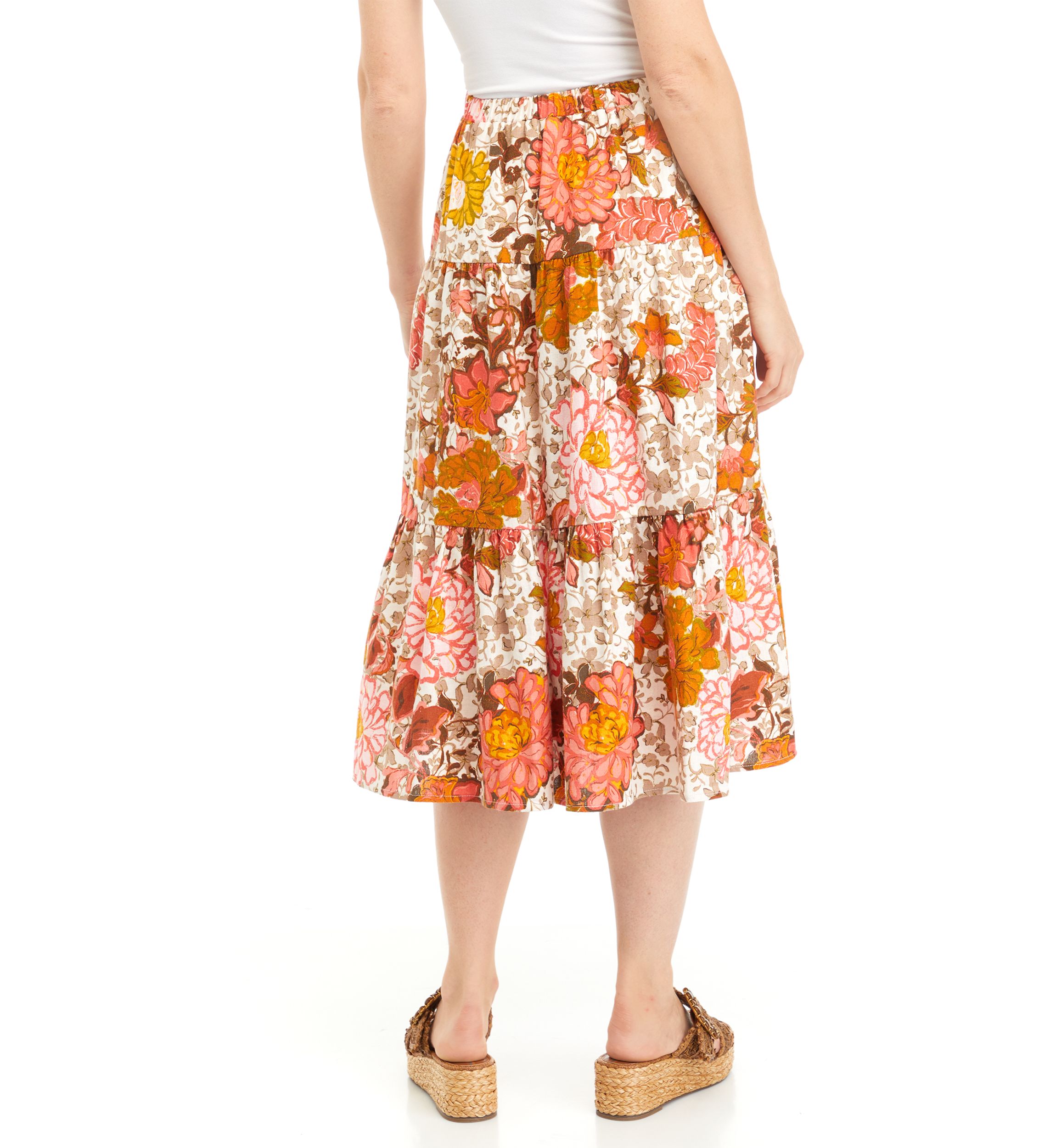 Womens Printed Midi Skirt