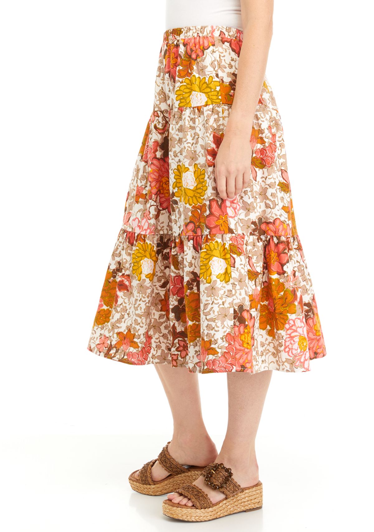 Womens Printed Midi Skirt