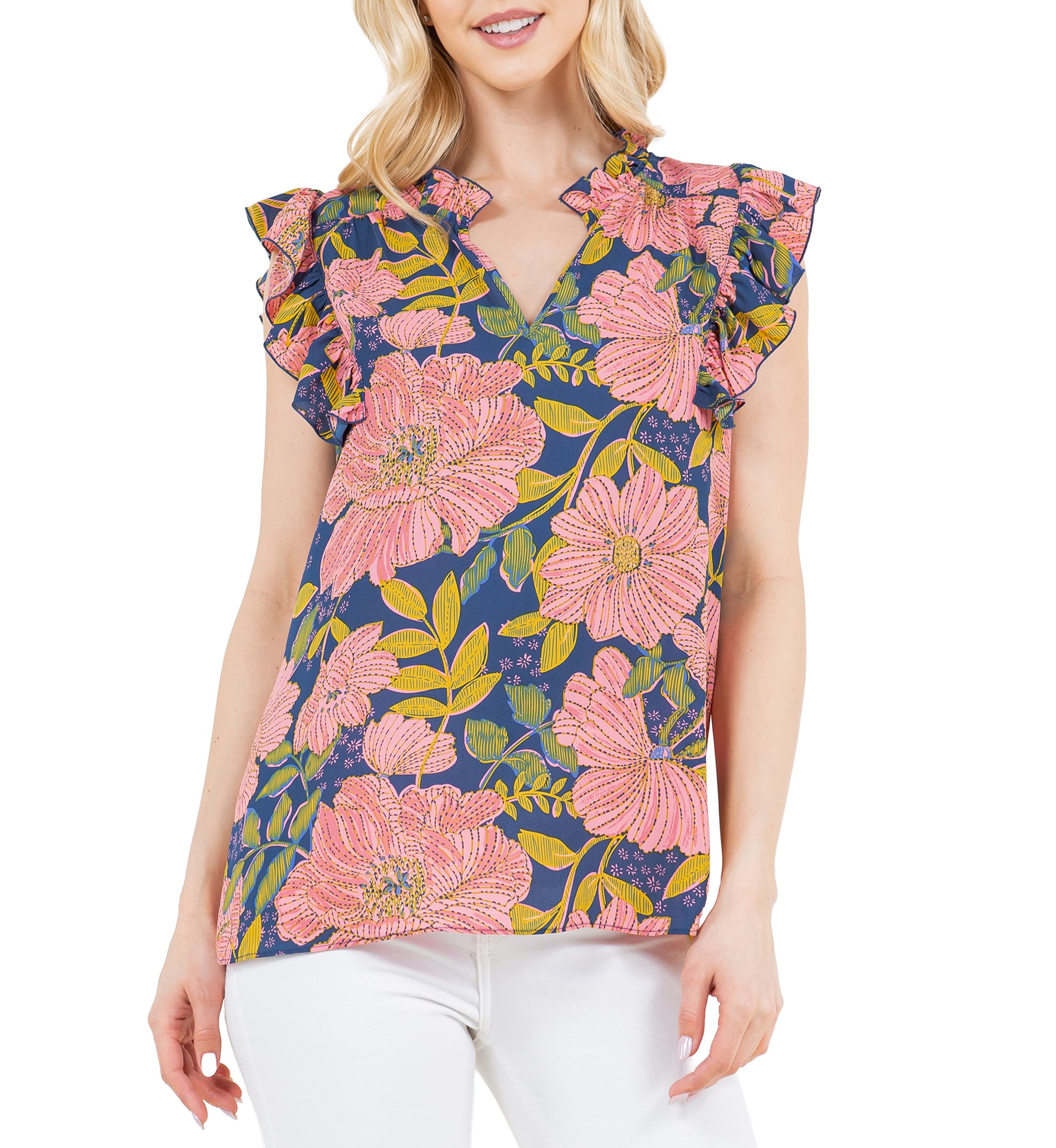 Short Sleeve Floral Printed Blouse