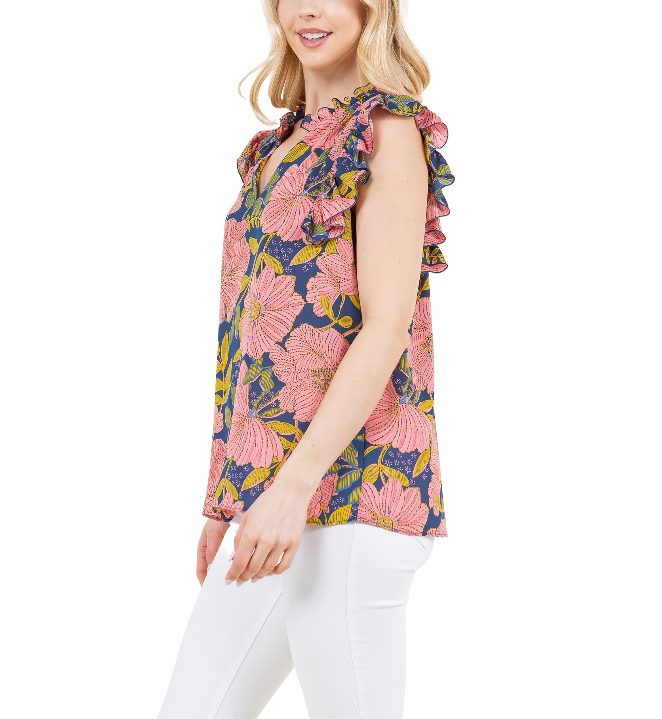 Short Sleeve Floral Printed Blouse