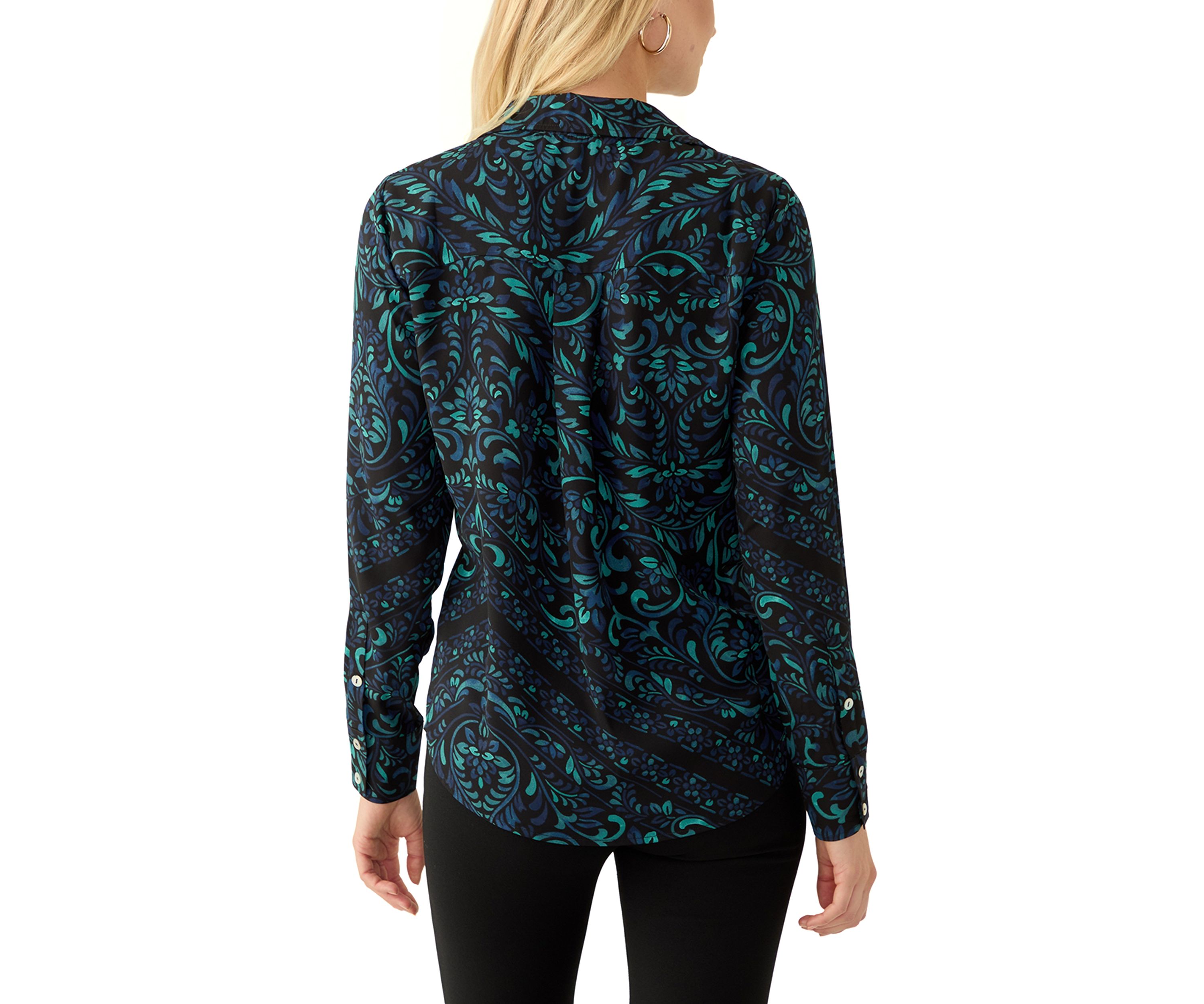 Womens Long Sleeve Floral Print Blouse