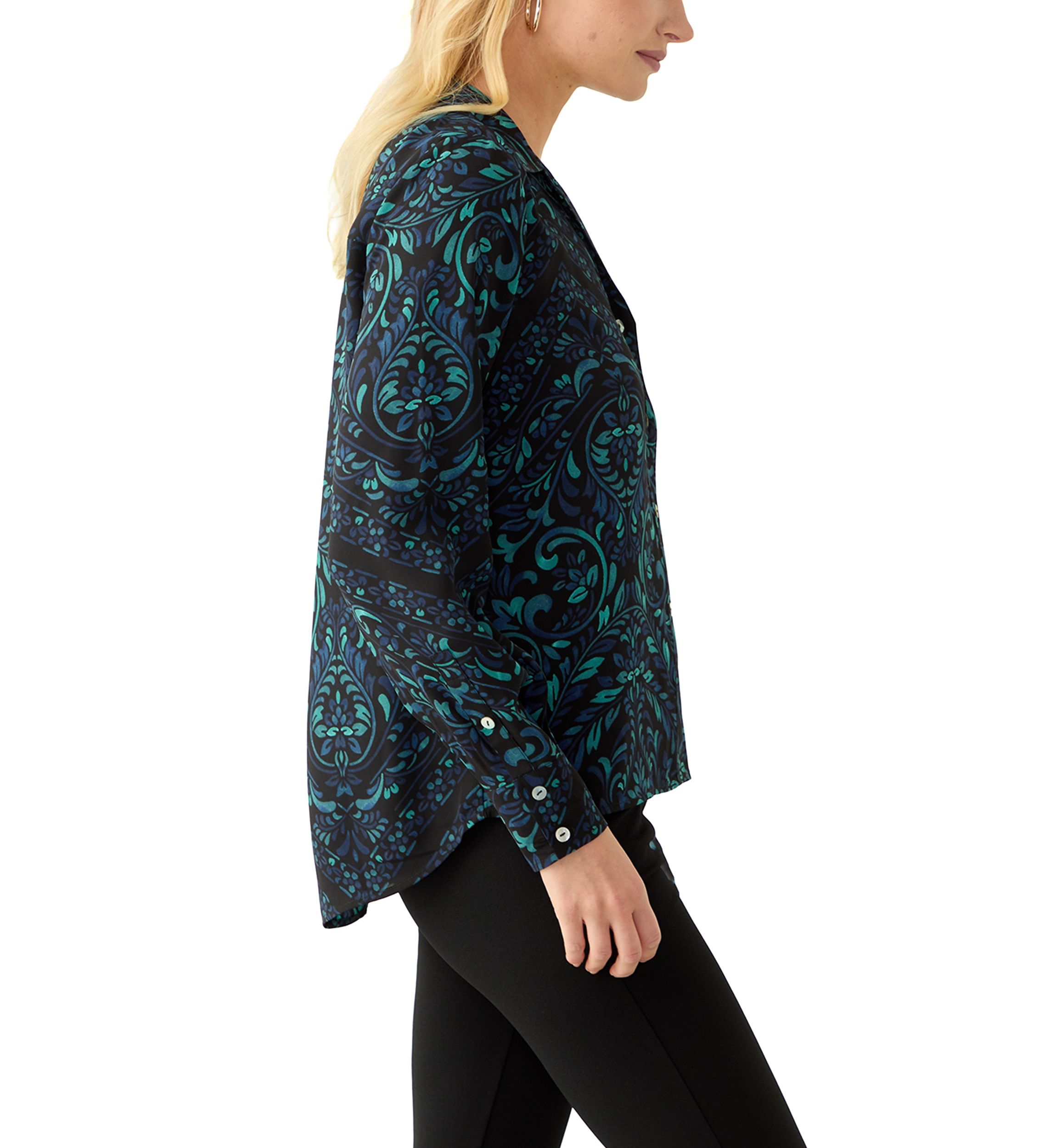 Womens Long Sleeve Floral Print Blouse