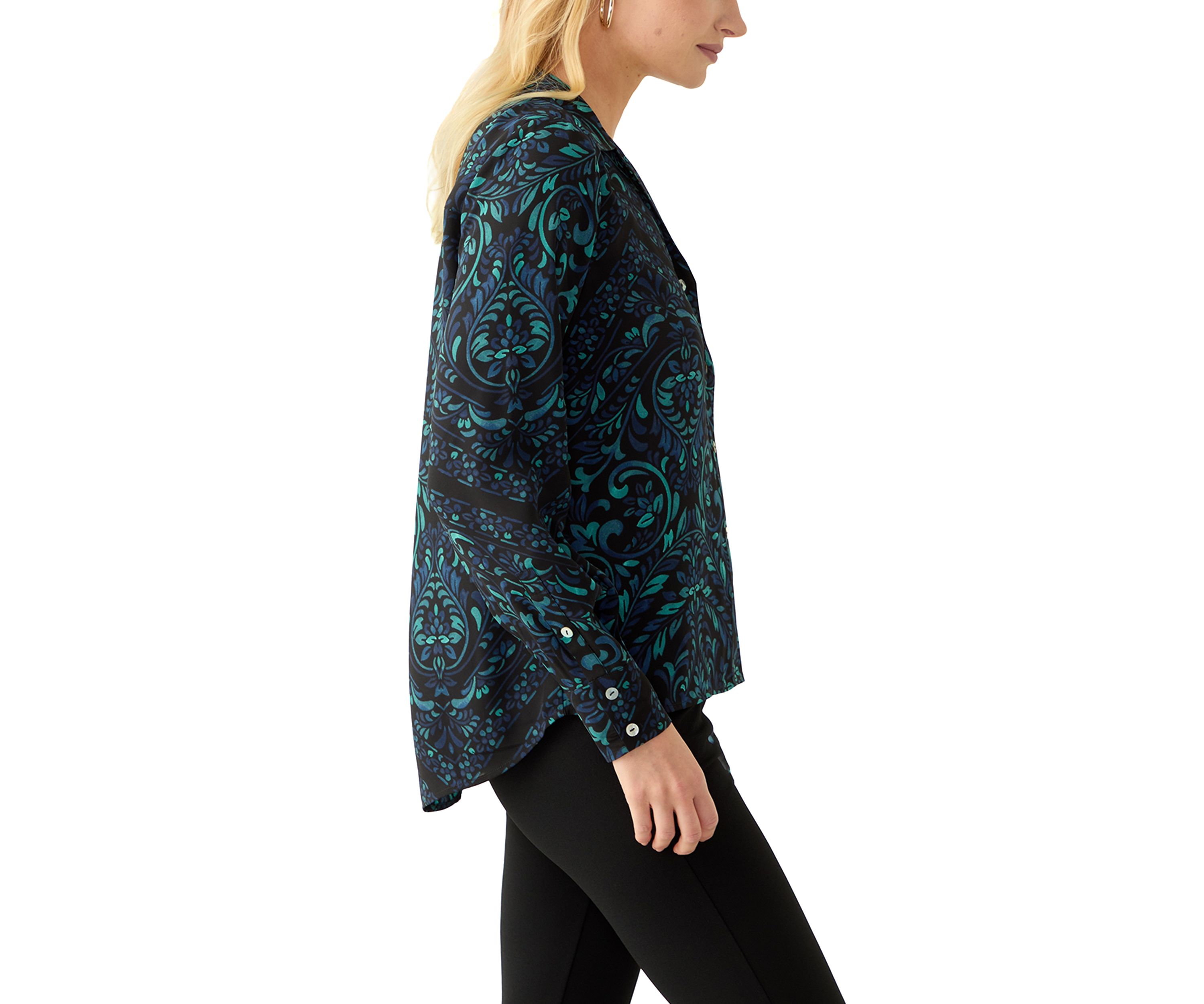 Womens Long Sleeve Floral Print Blouse