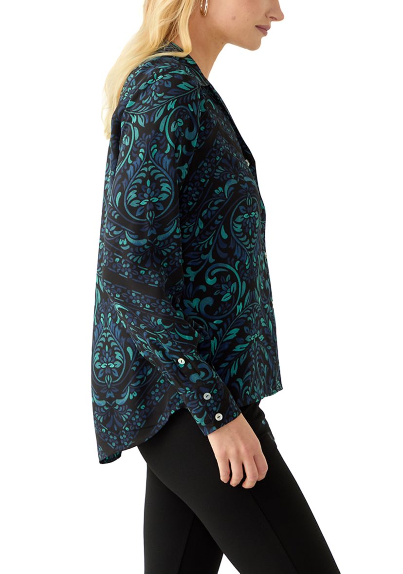 Womens Long Sleeve Floral Print Blouse