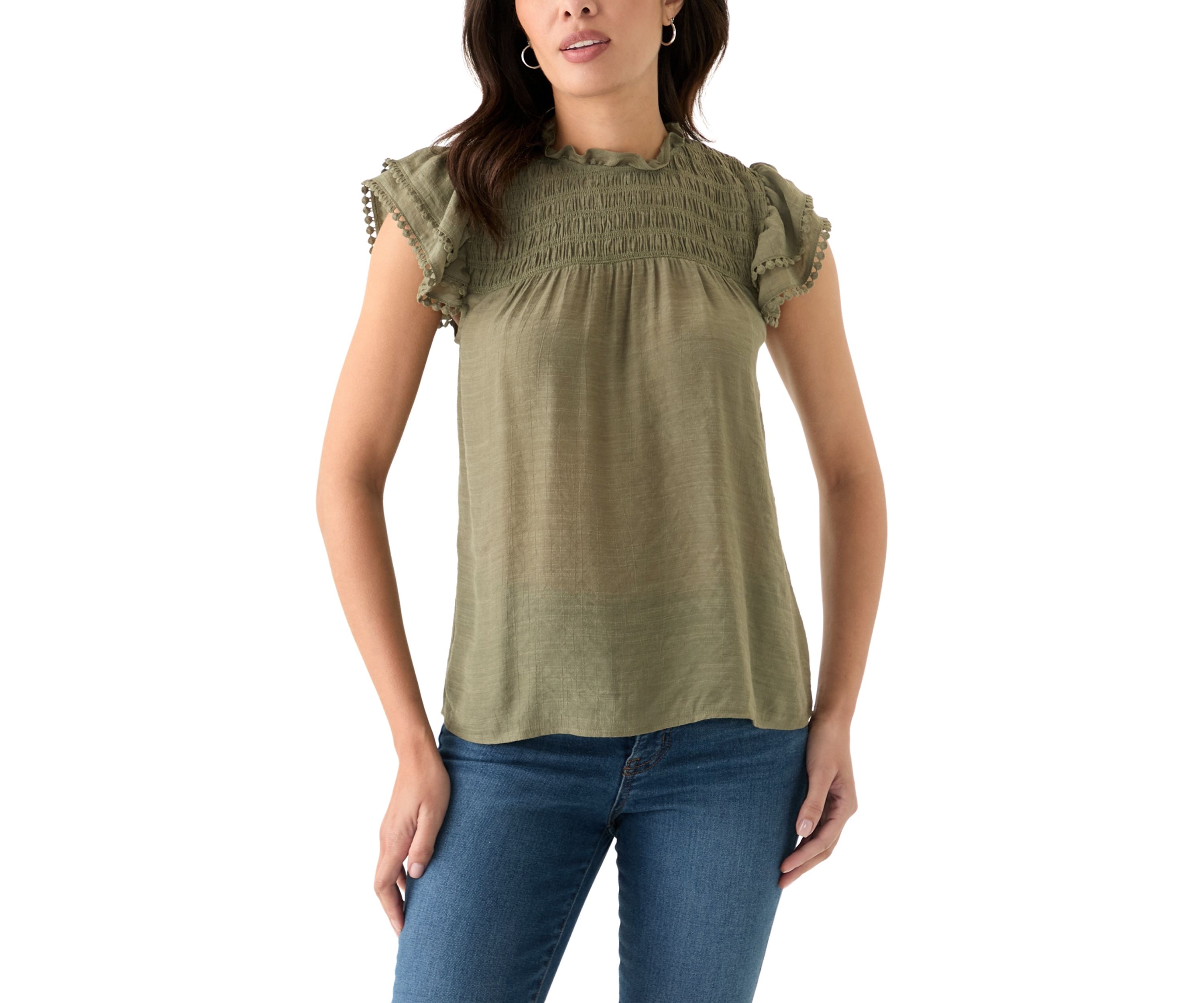 Womens Flutter Sleeve Blouse