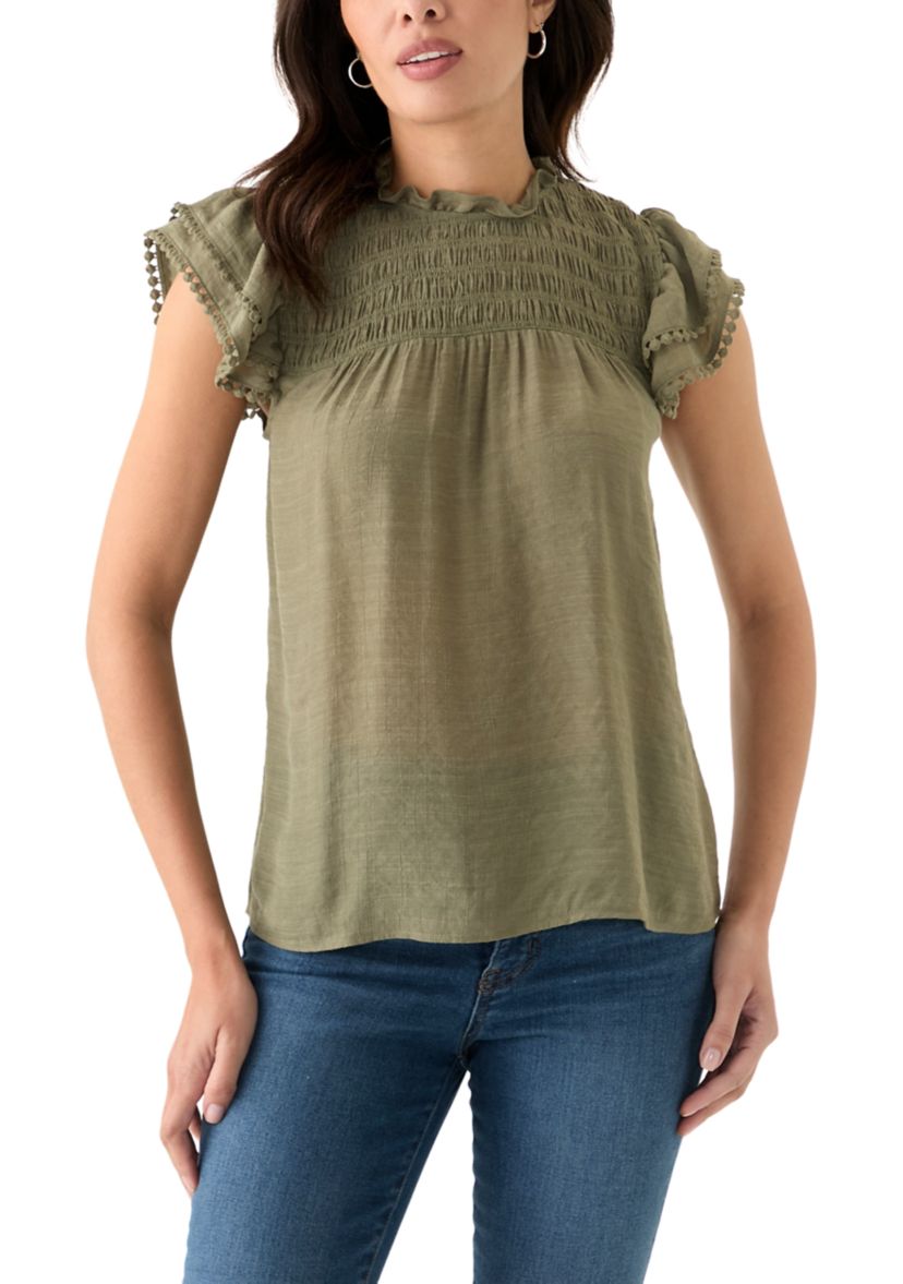 Womens Flutter Sleeve Blouse