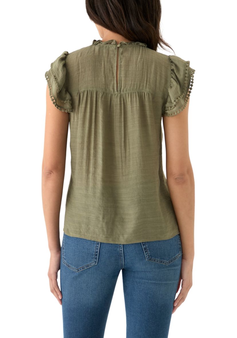 Womens Flutter Sleeve Blouse