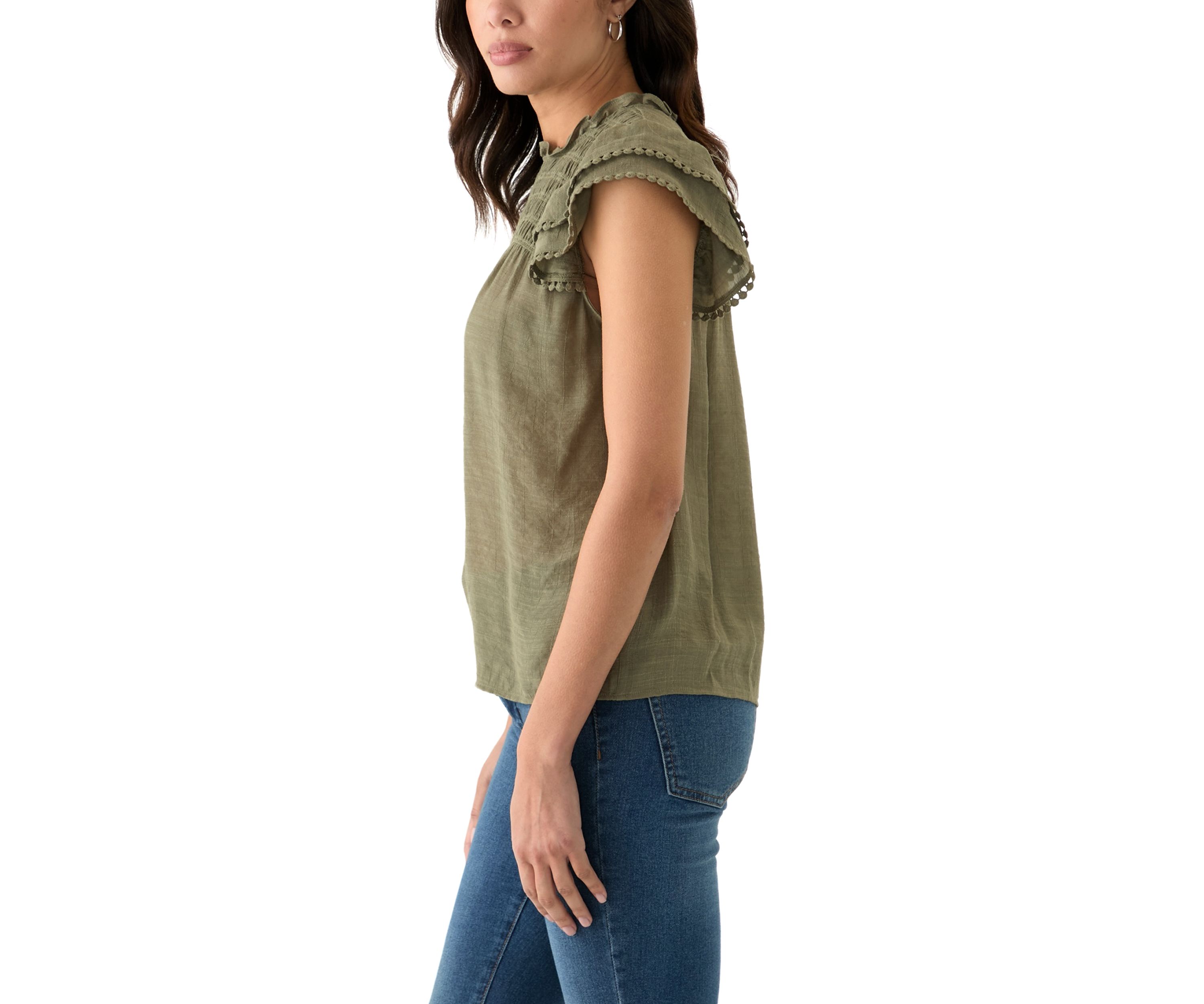 Womens Flutter Sleeve Blouse