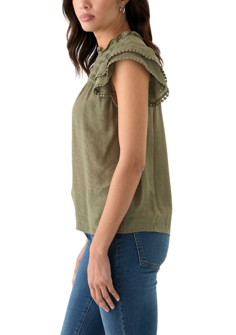 Womens Flutter Sleeve Blouse