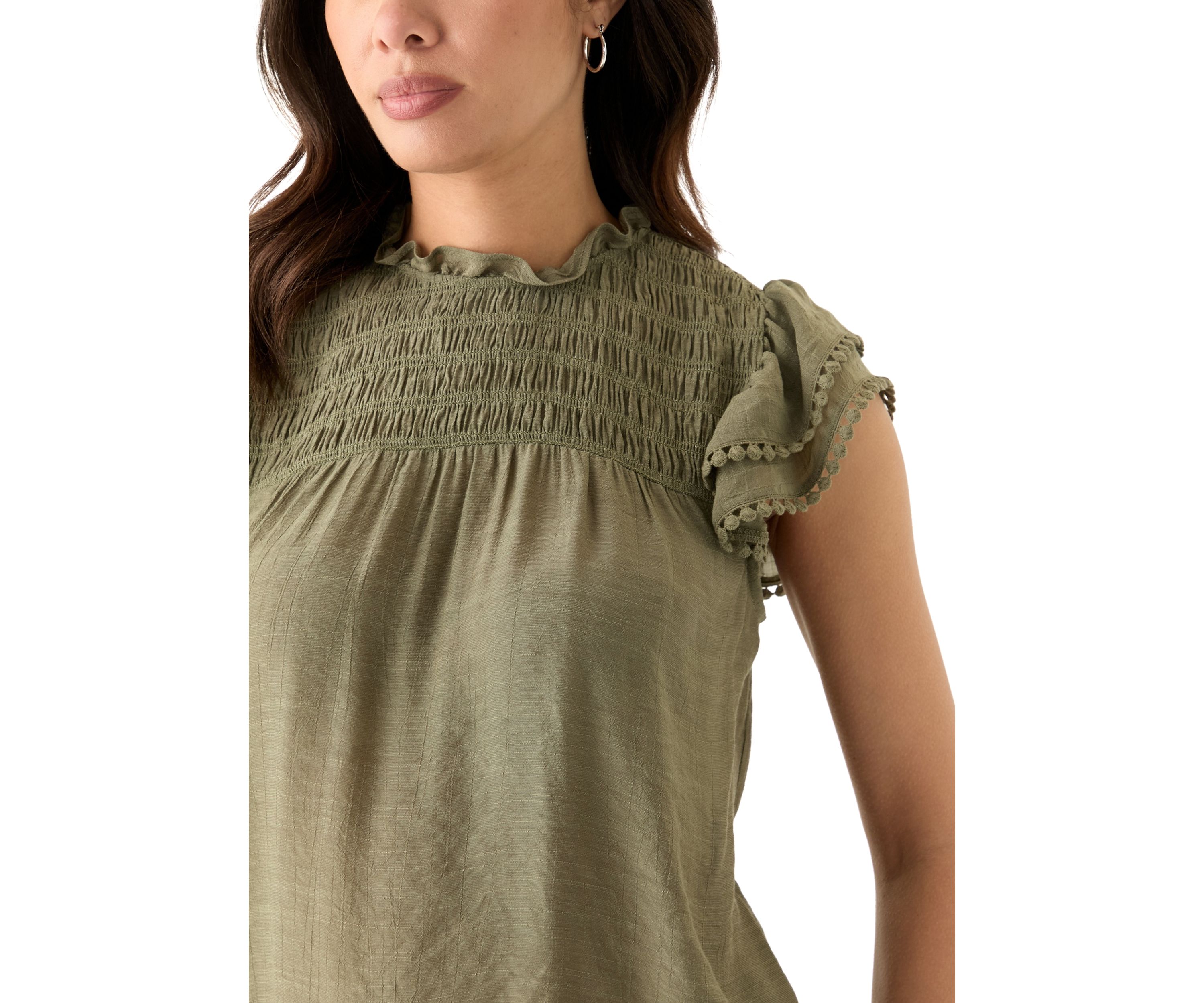 Womens Flutter Sleeve Blouse