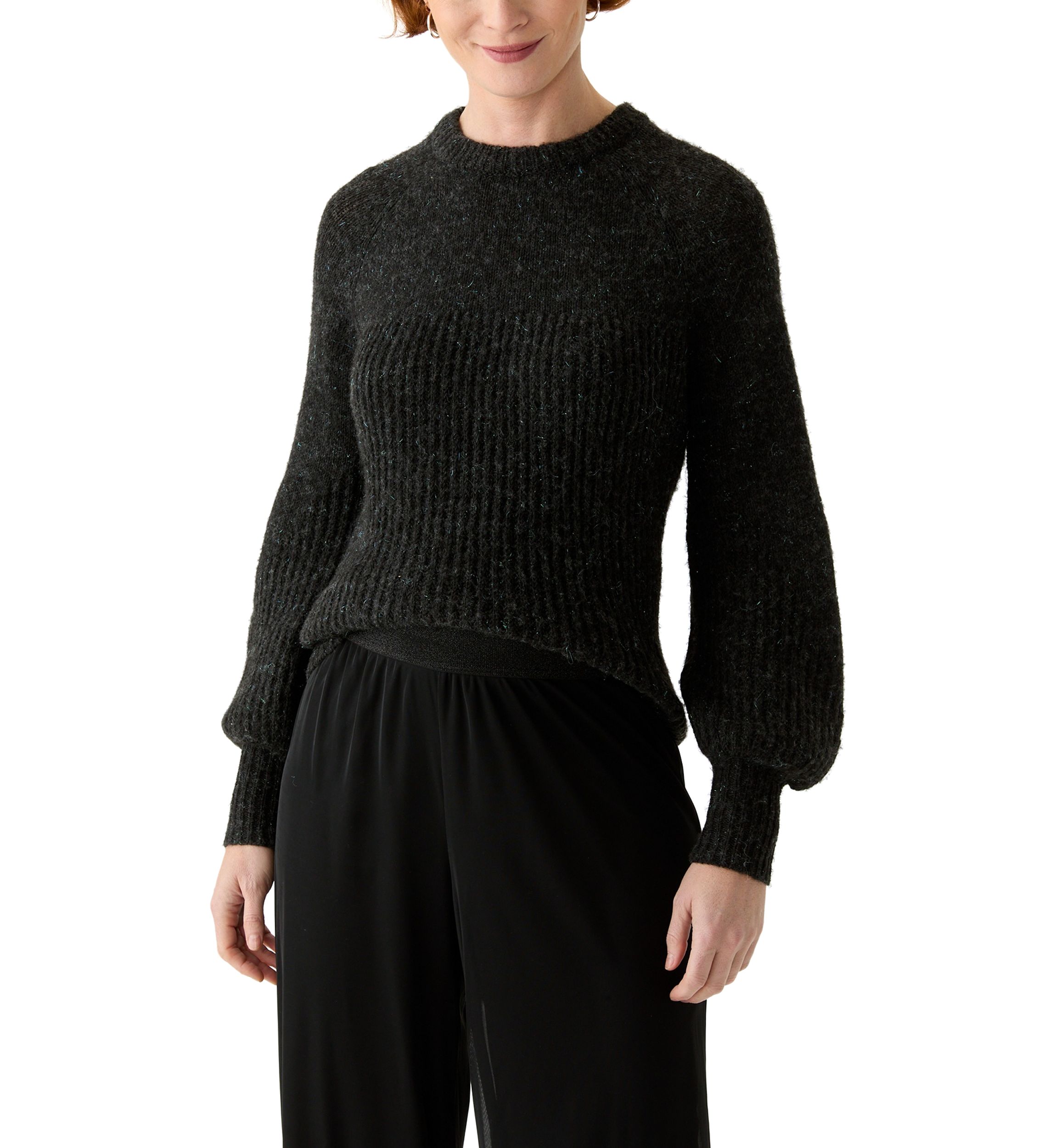 Womens Lurex Crew Neck Sweater