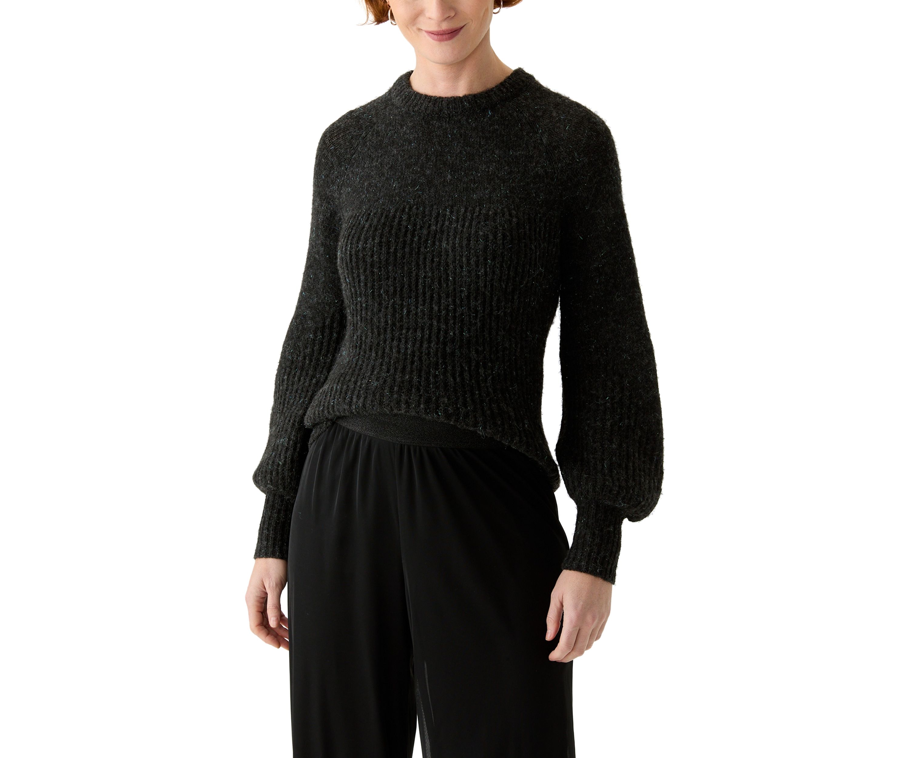 Womens Lurex Crew Neck Sweater