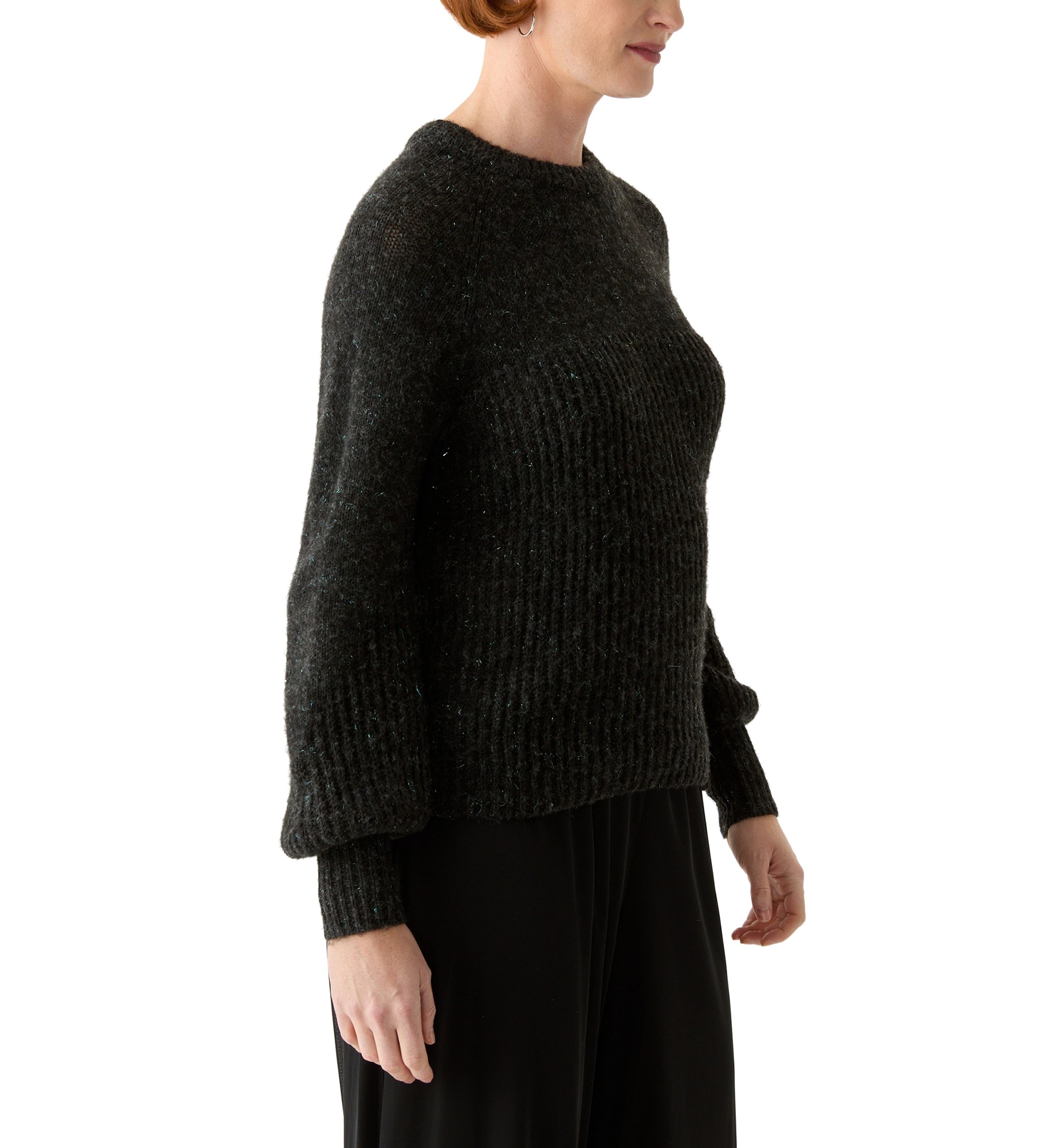 Womens Lurex Crew Neck Sweater