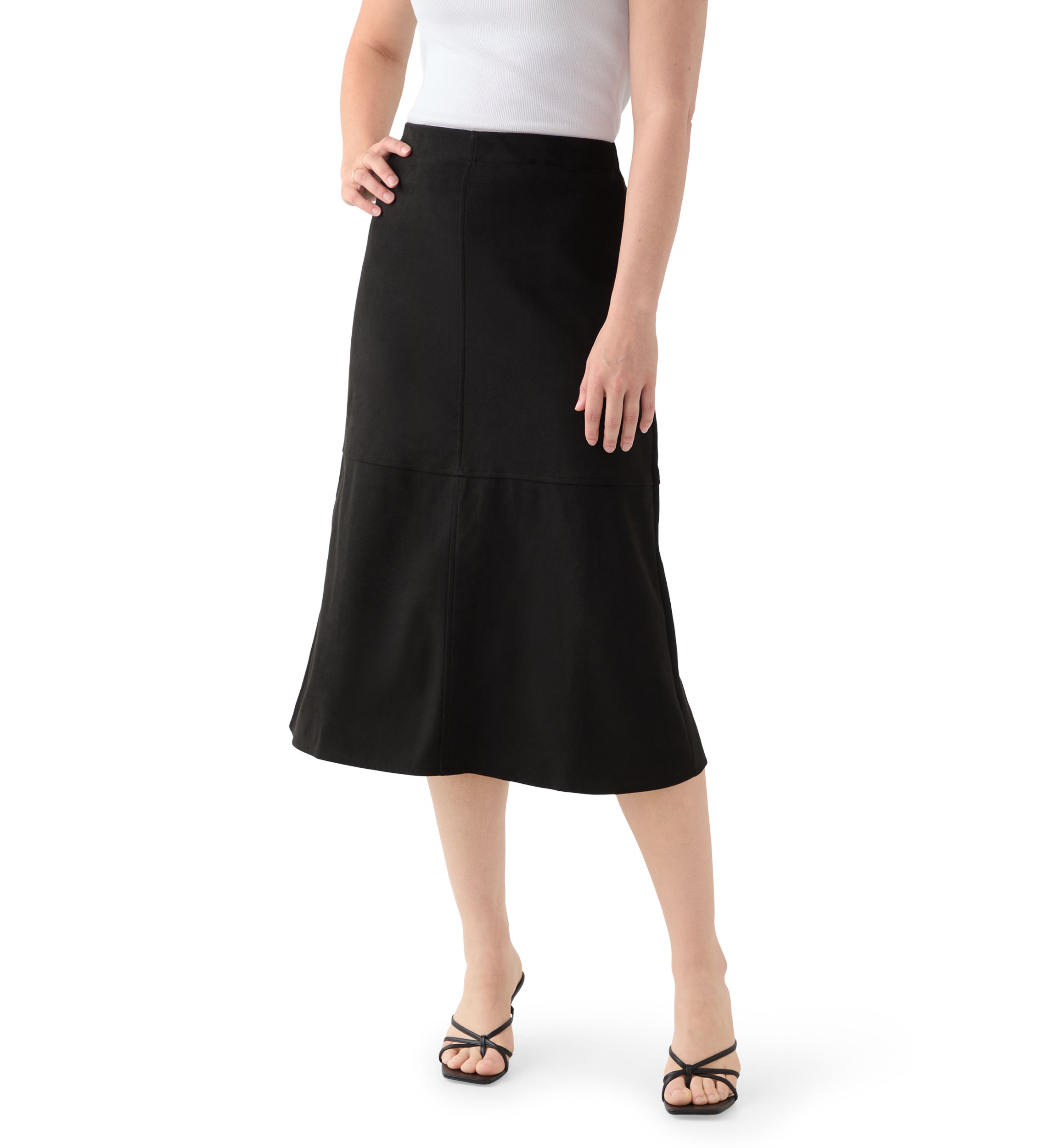 Womens Faux Suede Midi Skirt