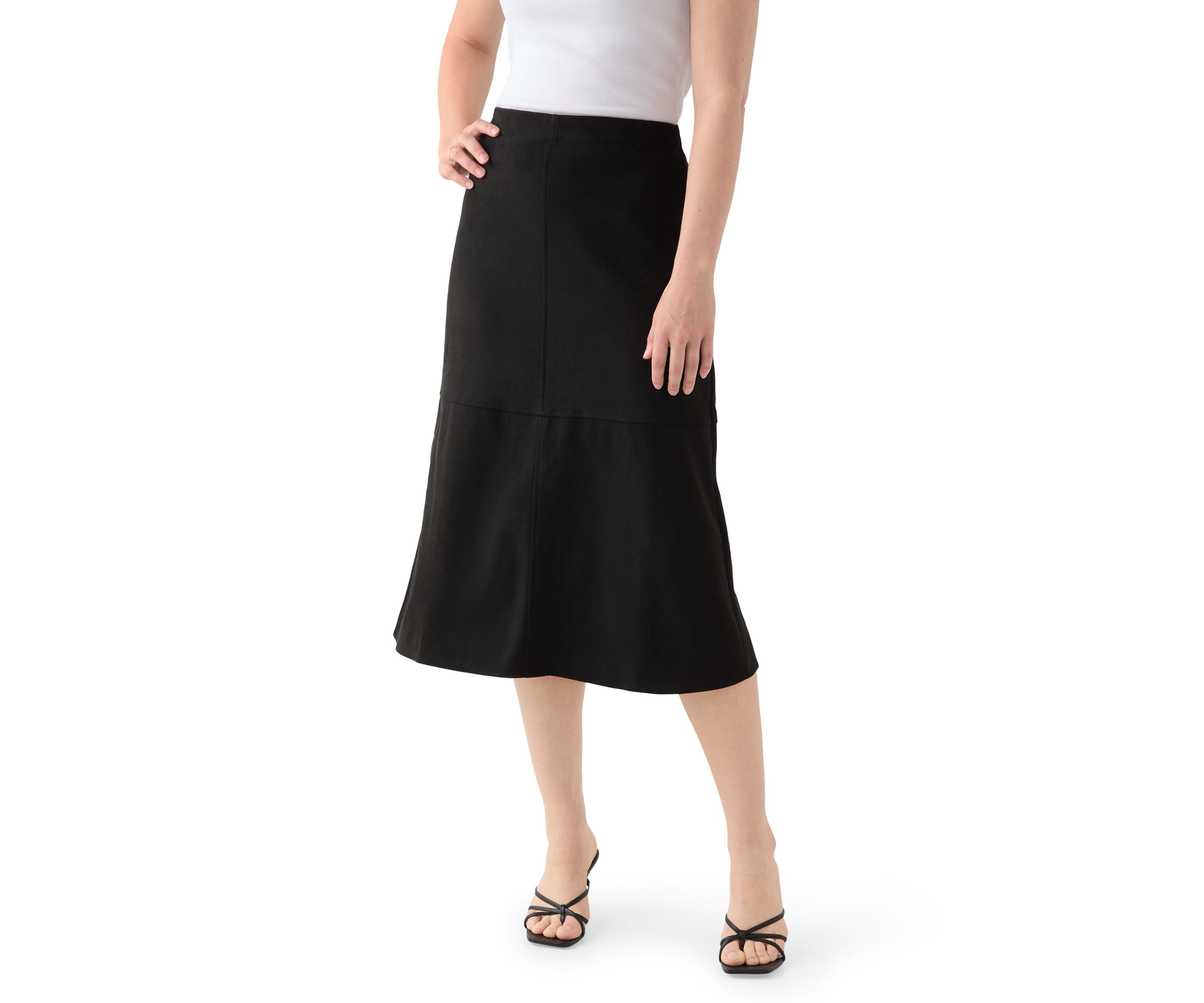 Womens Faux Suede Midi Skirt