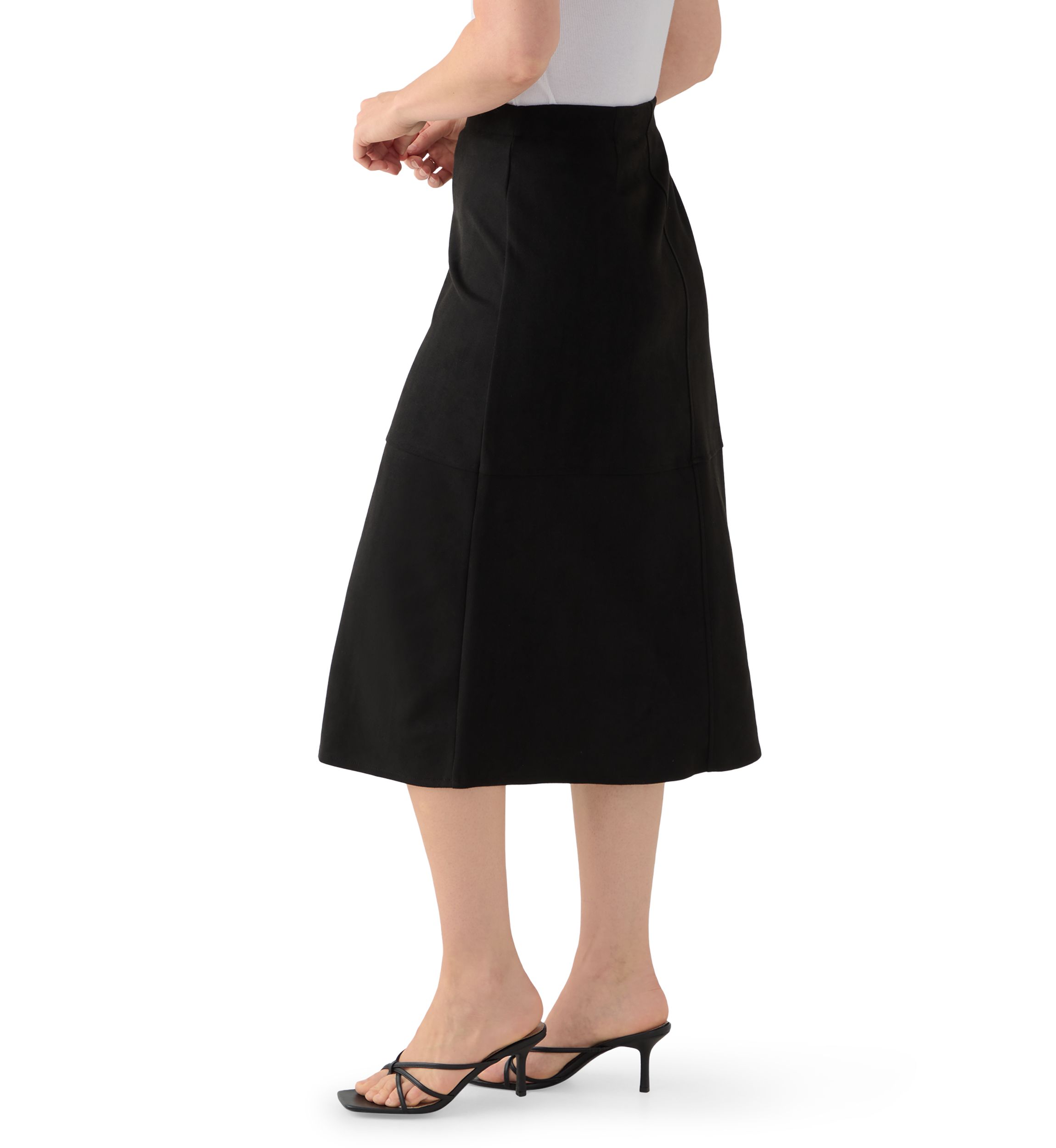 Womens Faux Suede Midi Skirt