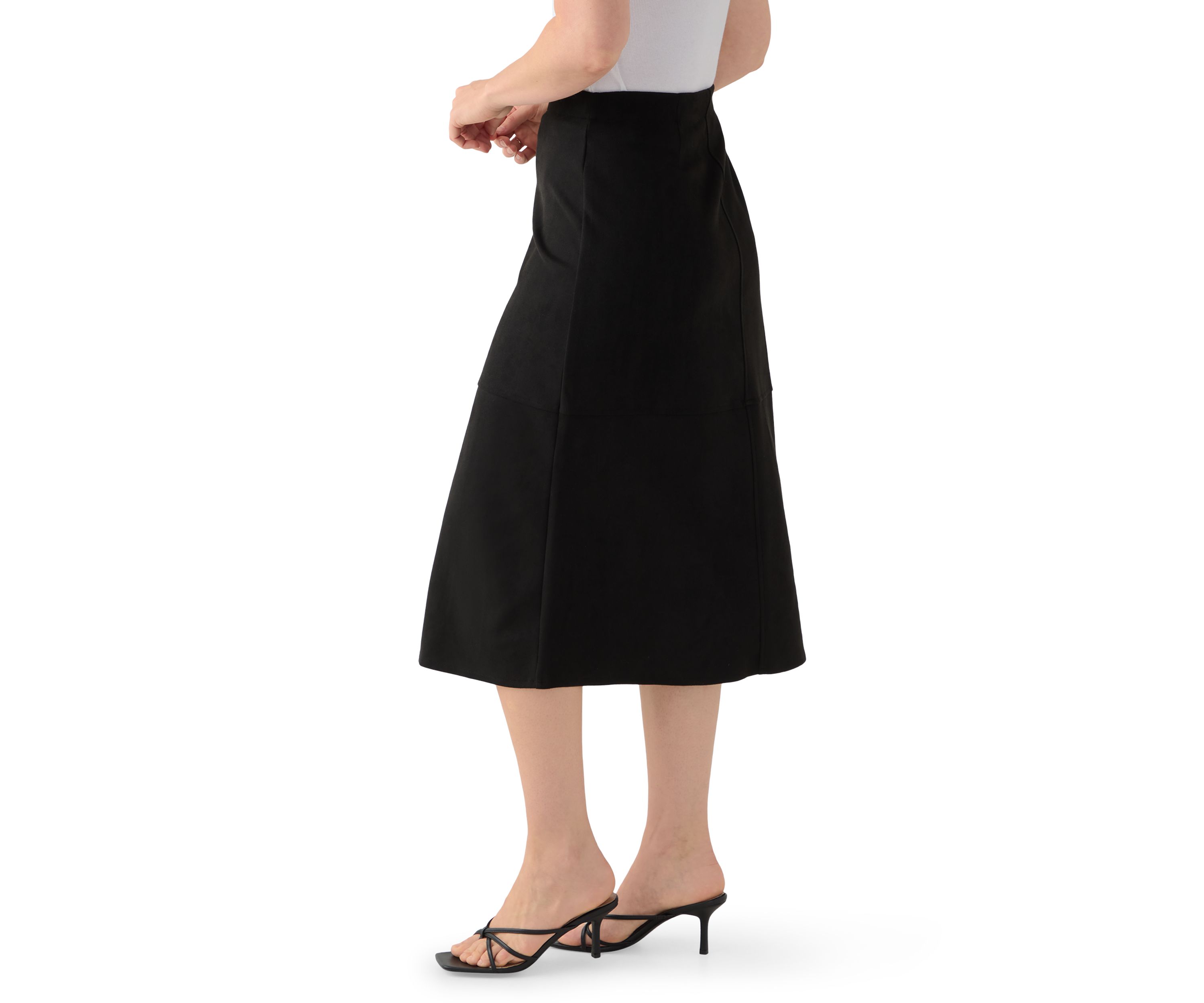 Womens Faux Suede Midi Skirt
