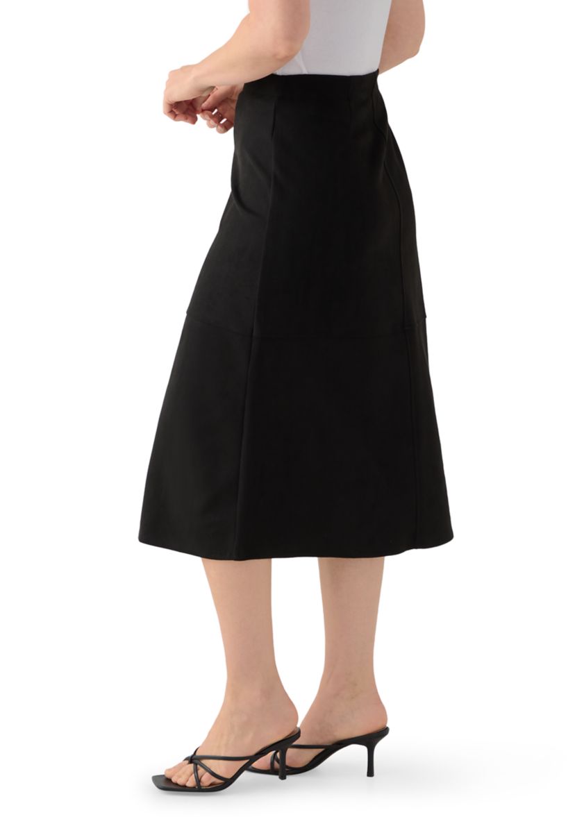 Womens Faux Suede Midi Skirt