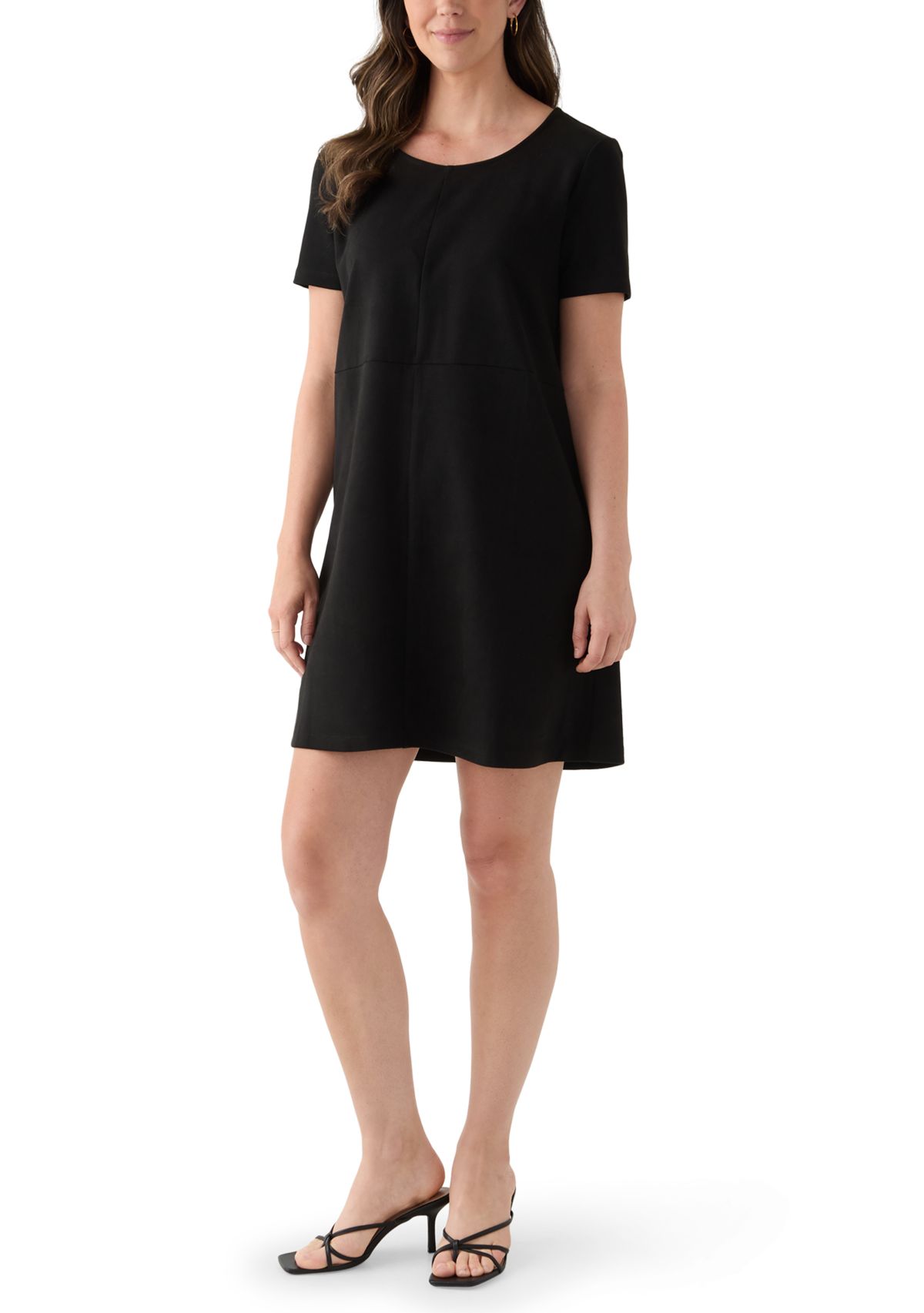 Womens Short Sleeve Faux Suede Dress