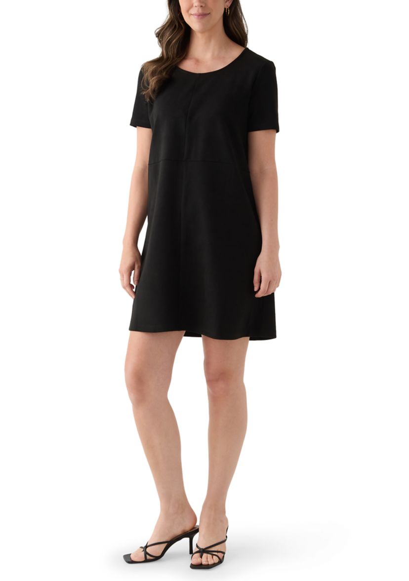 Womens Short Sleeve Faux Suede Dress