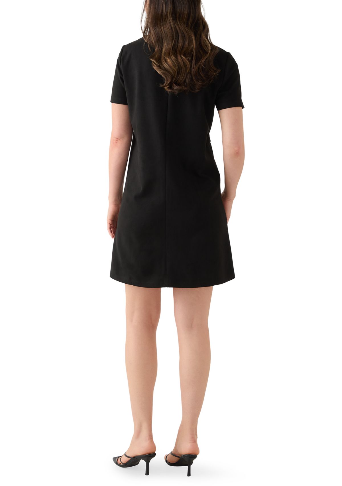 Womens Short Sleeve Faux Suede Dress