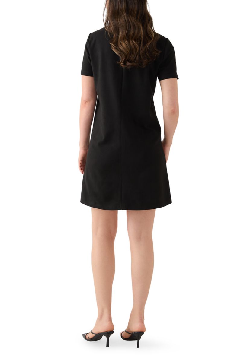 Womens Short Sleeve Faux Suede Dress