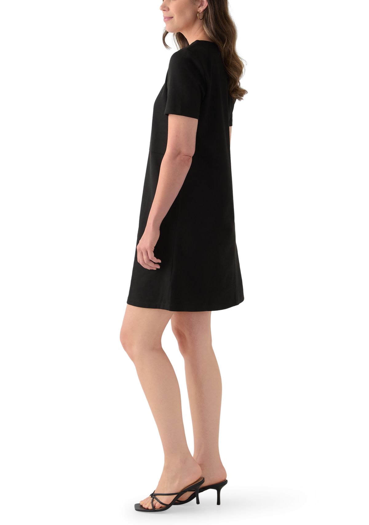 Womens Short Sleeve Faux Suede Dress