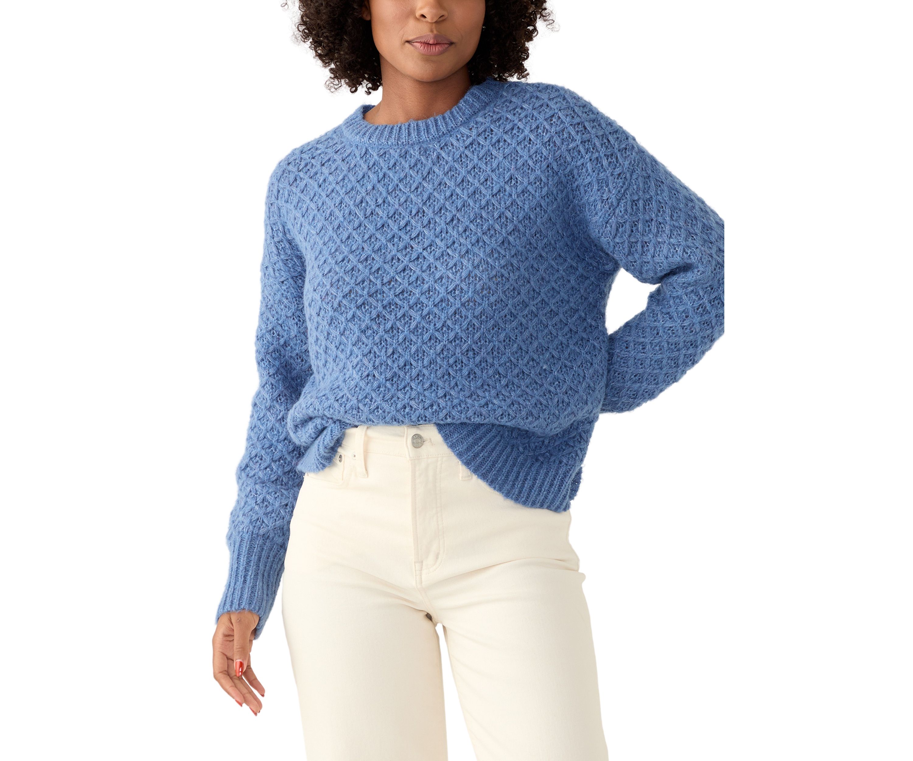 Womens Cable Knit Crew Neck Sweater