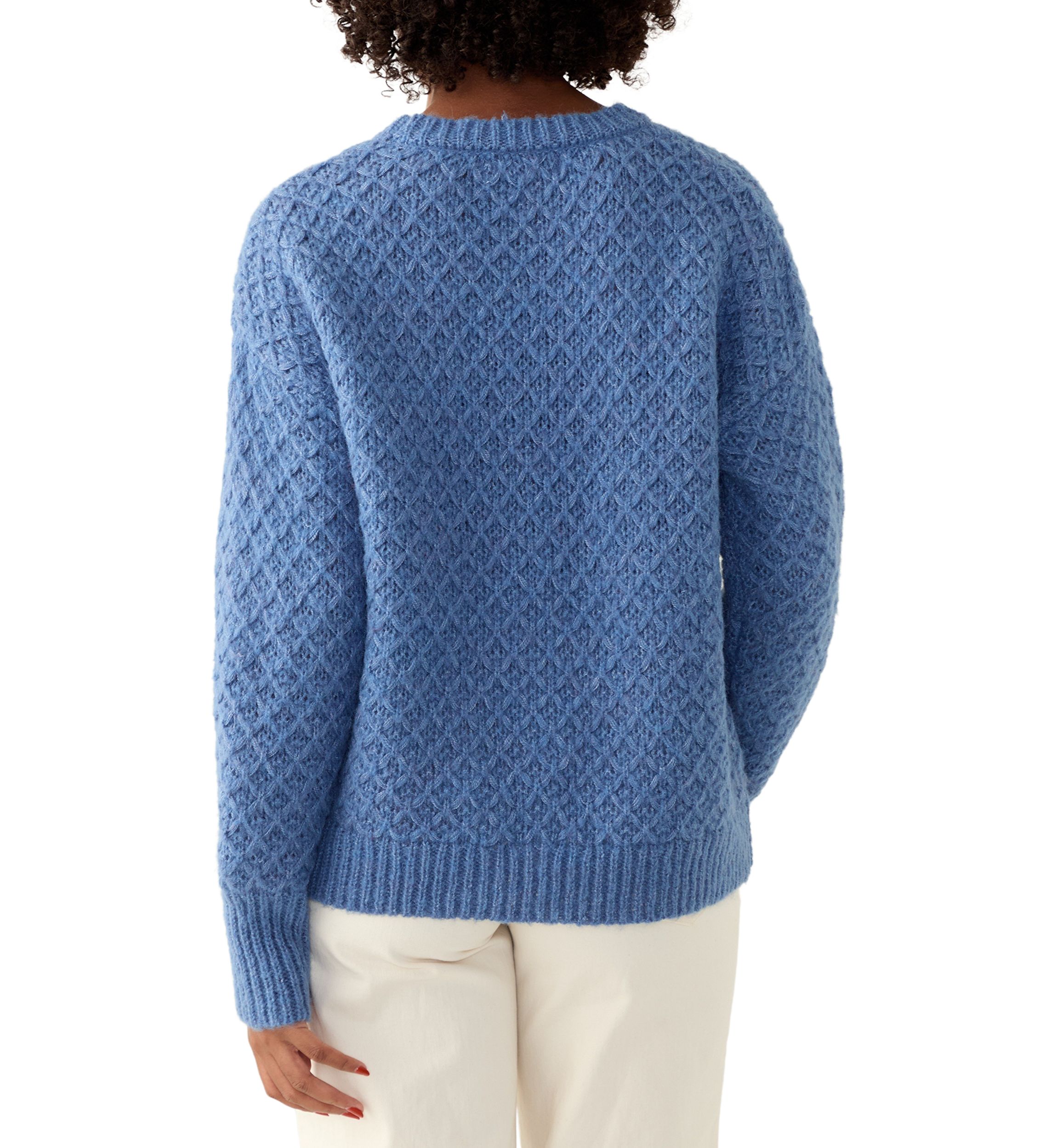 Womens Cable Knit Crew Neck Sweater