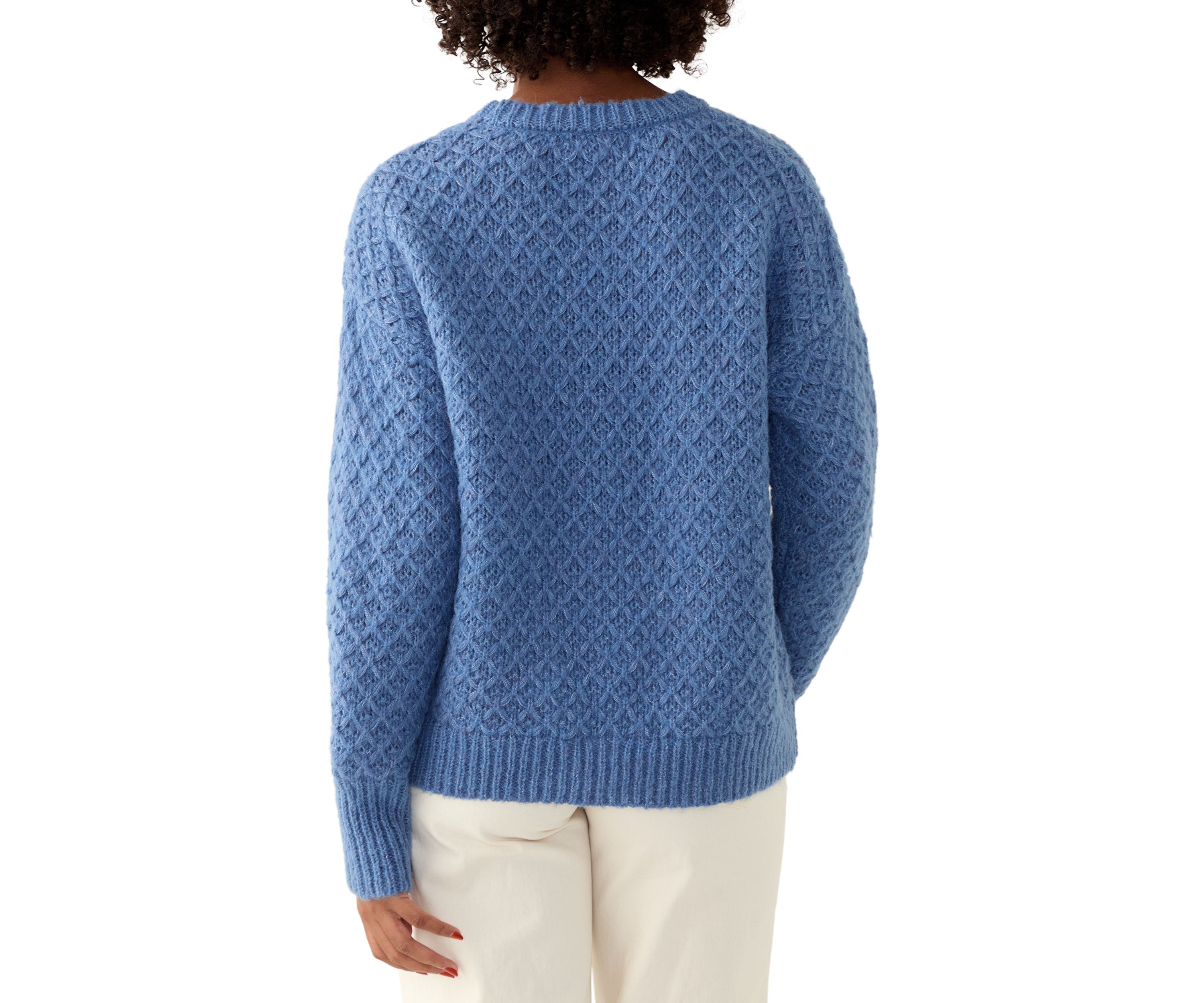 Womens Cable Knit Crew Neck Sweater