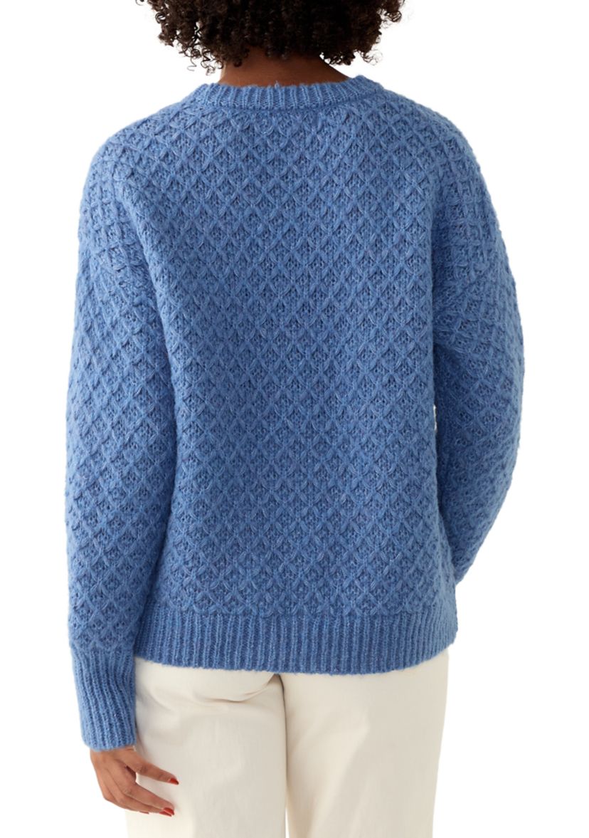 Womens Cable Knit Crew Neck Sweater