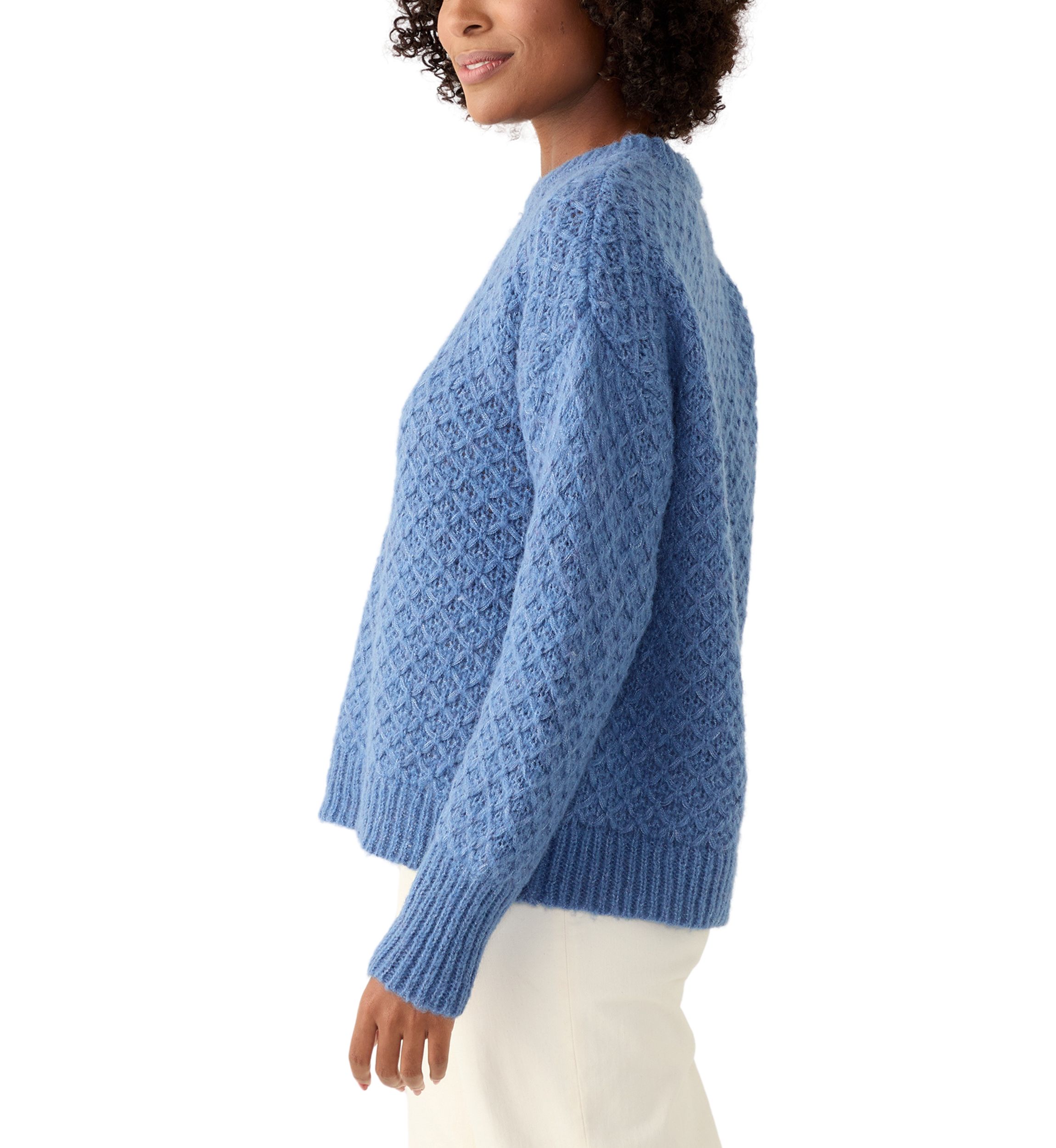 Womens Cable Knit Crew Neck Sweater