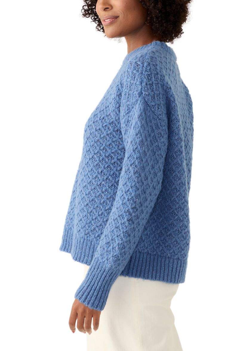 Womens Cable Knit Crew Neck Sweater